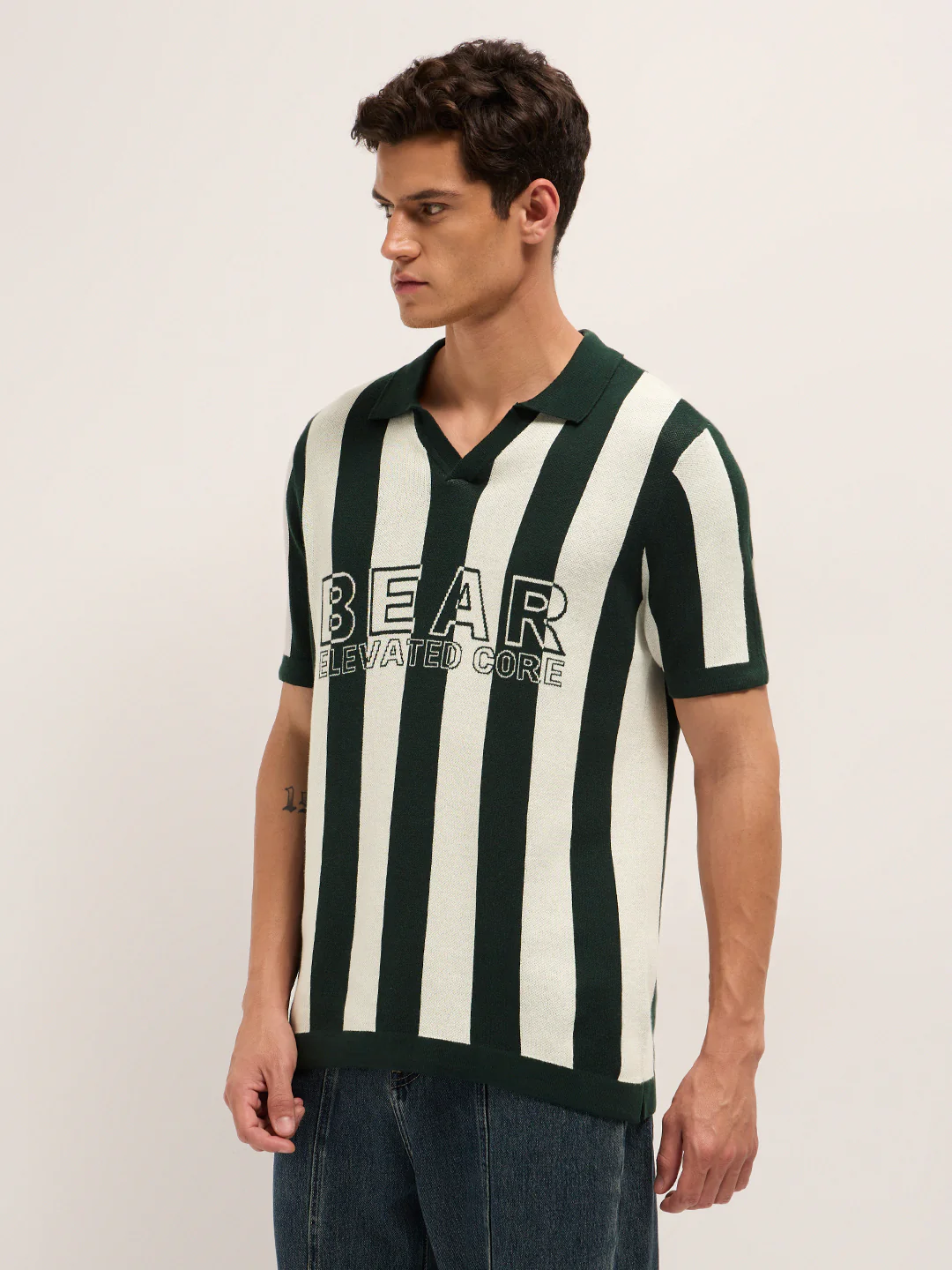 Men Cotton Striped Polo T-Shirt - Image 3