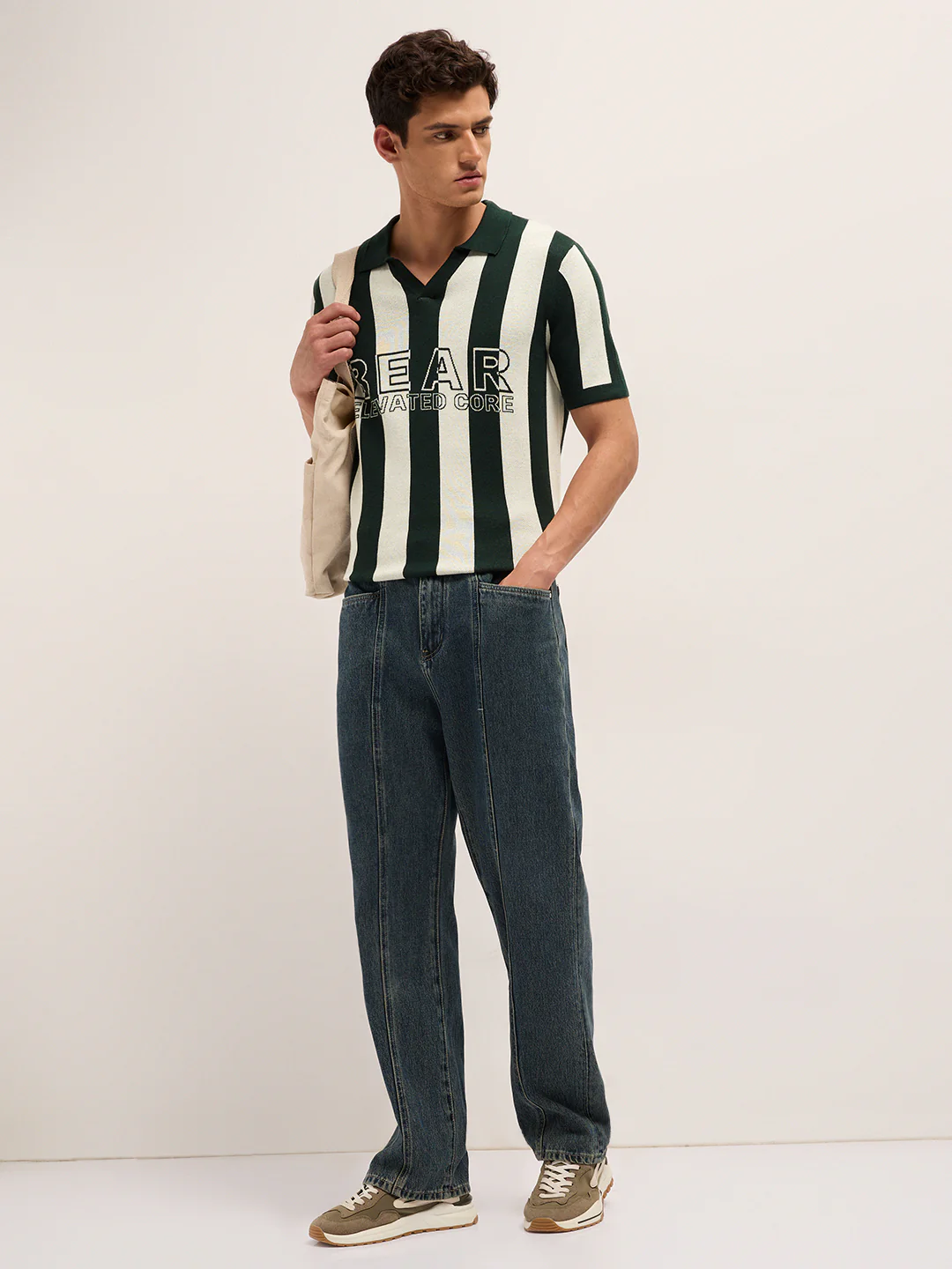 Men Cotton Striped Polo T-Shirt - Image 4