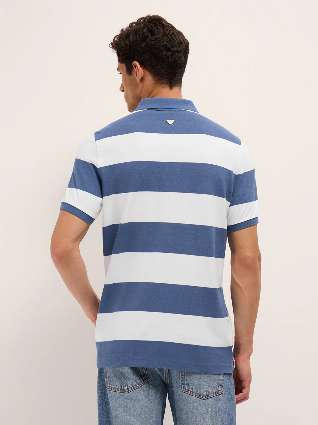 Men Cotton Striped Polo T-Shirt - Image 2