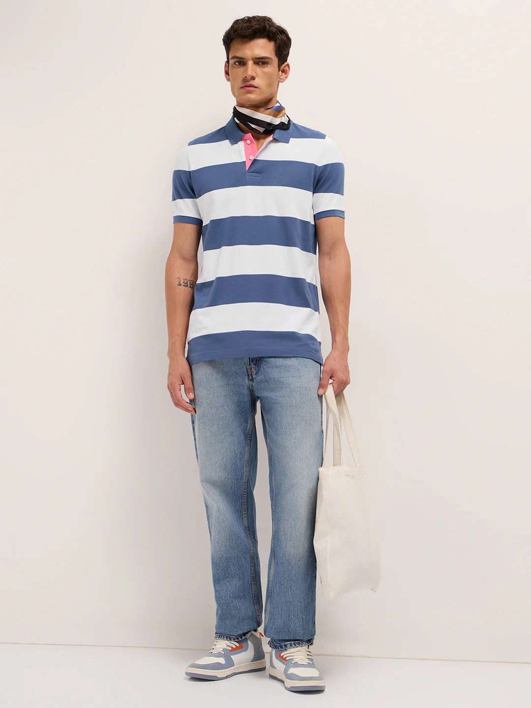 Men Cotton Striped Polo T-Shirt - Image 4