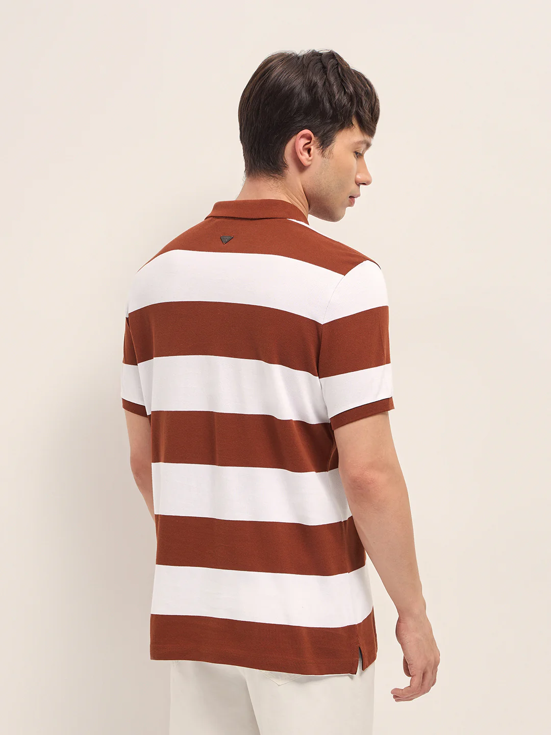 Men Cotton Striped Polo T-Shirt - Image 2