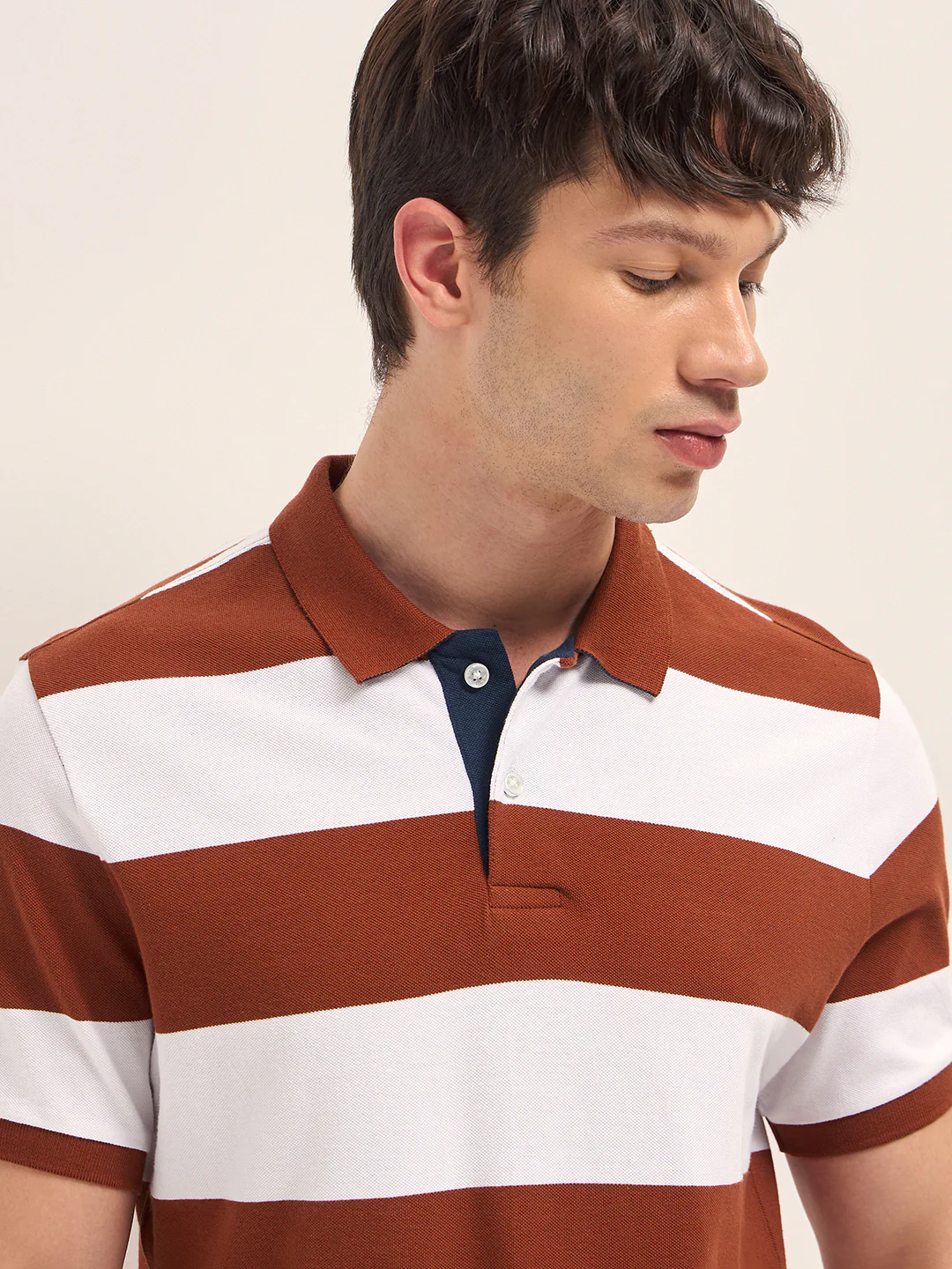 Men Cotton Striped Polo T-Shirt - Image 5
