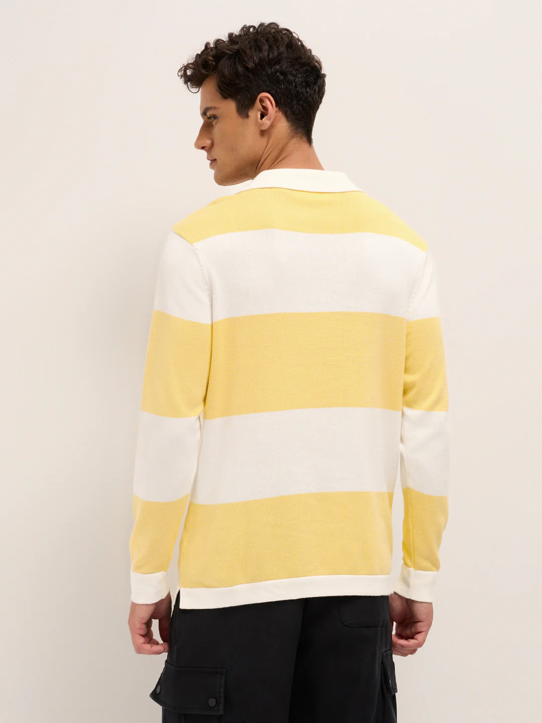 Men Cotton Striped Polo T-Shirt - Image 2