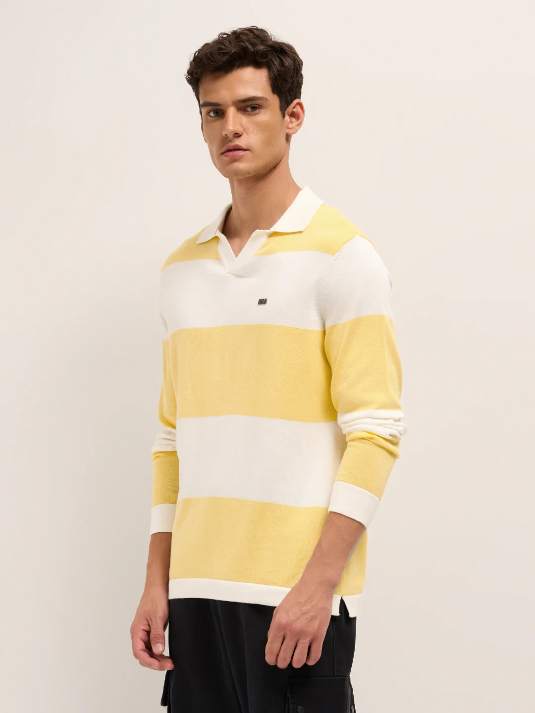 Men Cotton Striped Polo T-Shirt - Image 3