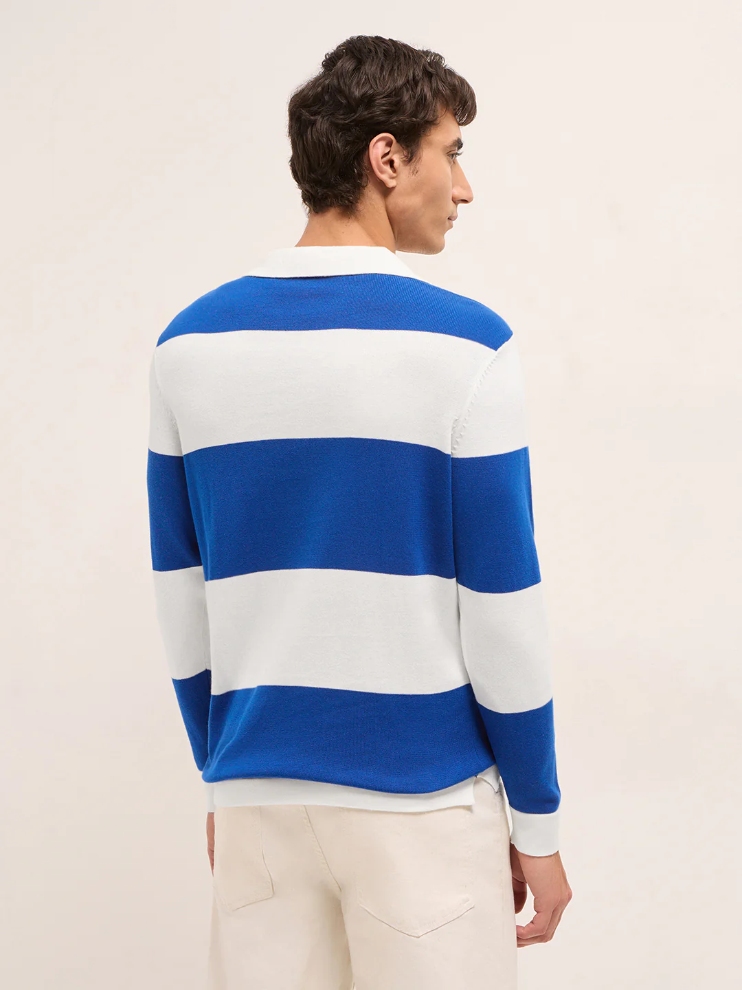 Men Cotton Striped Polo T-Shirt - Image 2