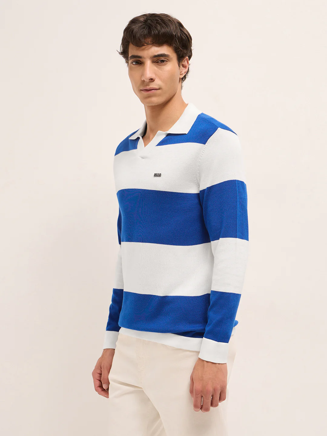 Men Cotton Striped Polo T-Shirt - Image 3