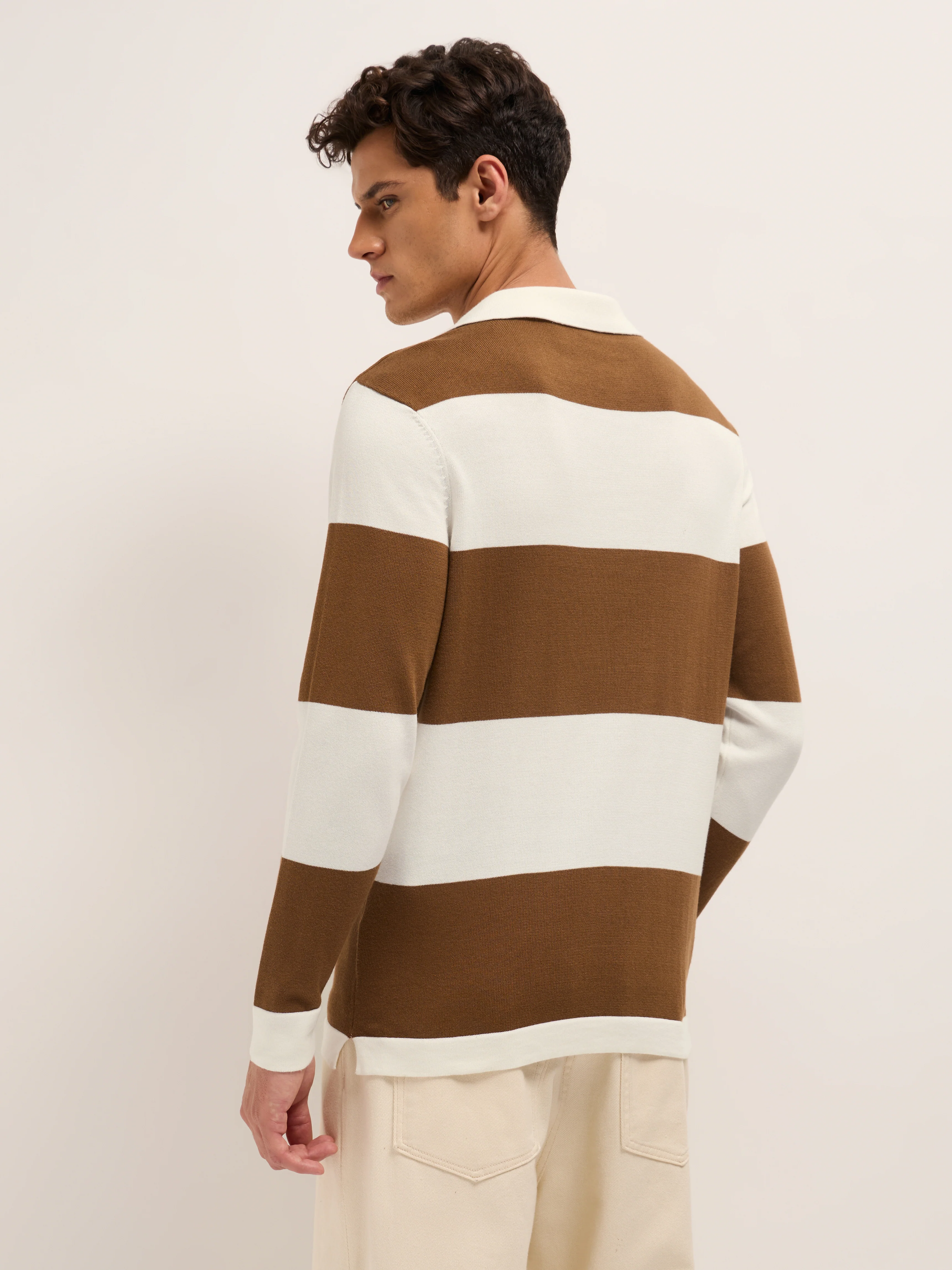 Men Cotton Striped Polo T-Shirt - Image 2