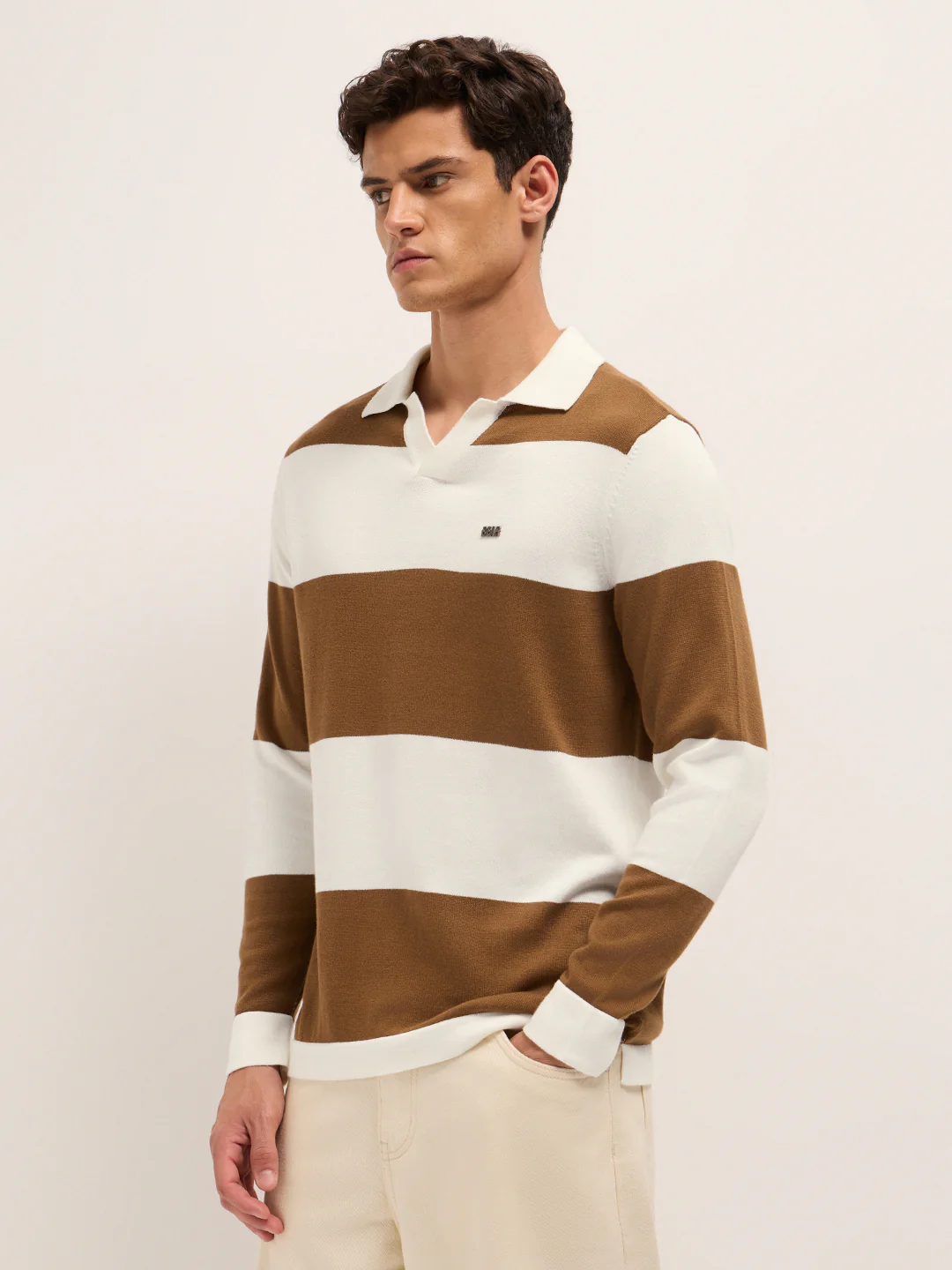 Men Cotton Striped Polo T-Shirt - Image 3