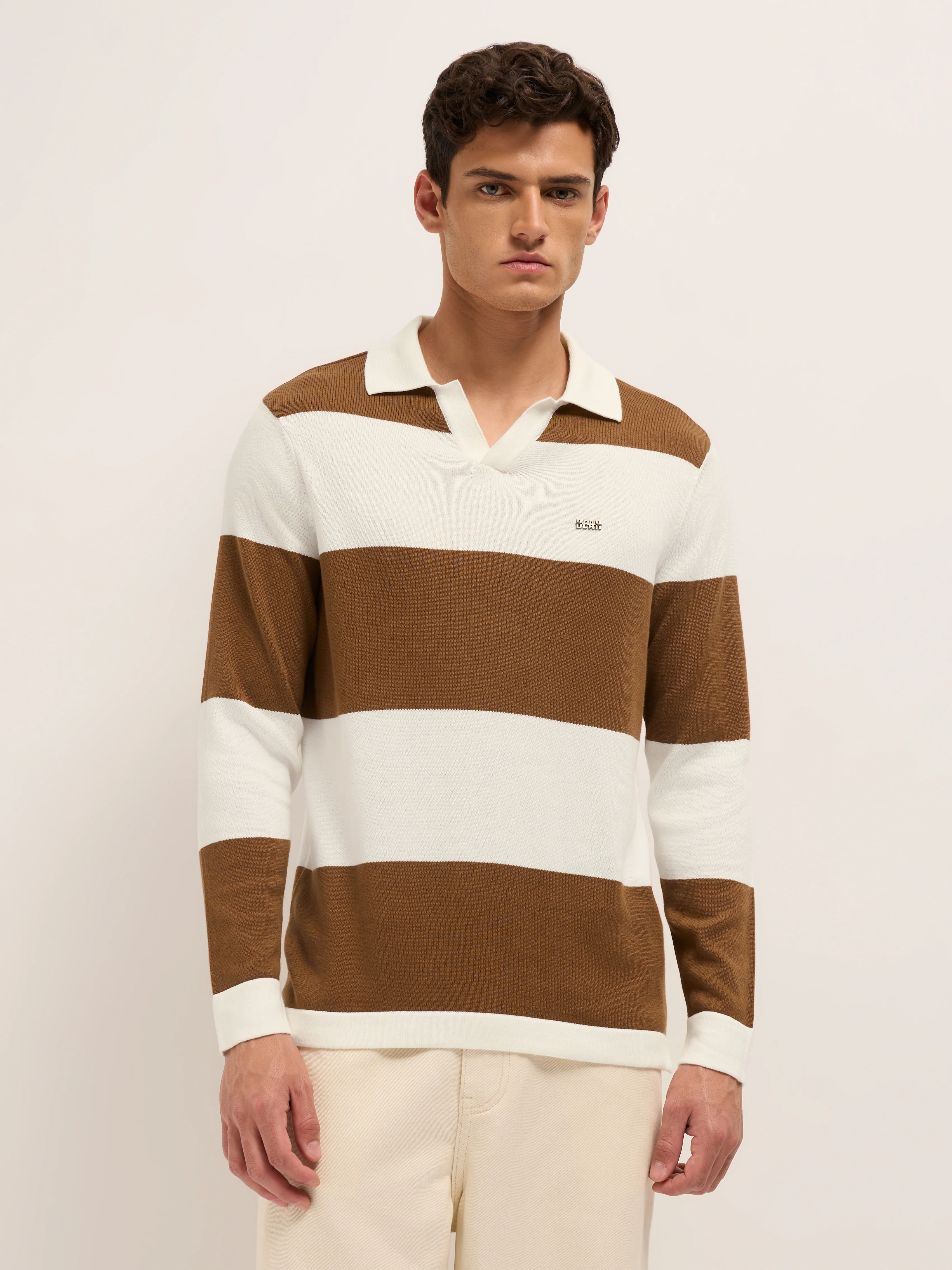 Men Cotton Striped Polo T-Shirt - Image 6
