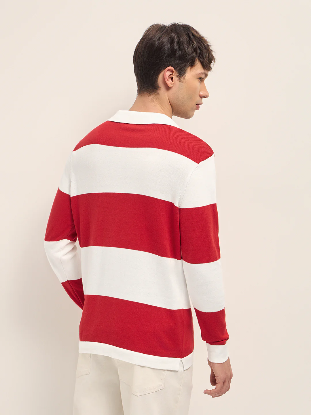 Men Cotton Striped Polo T-Shirt - Image 2