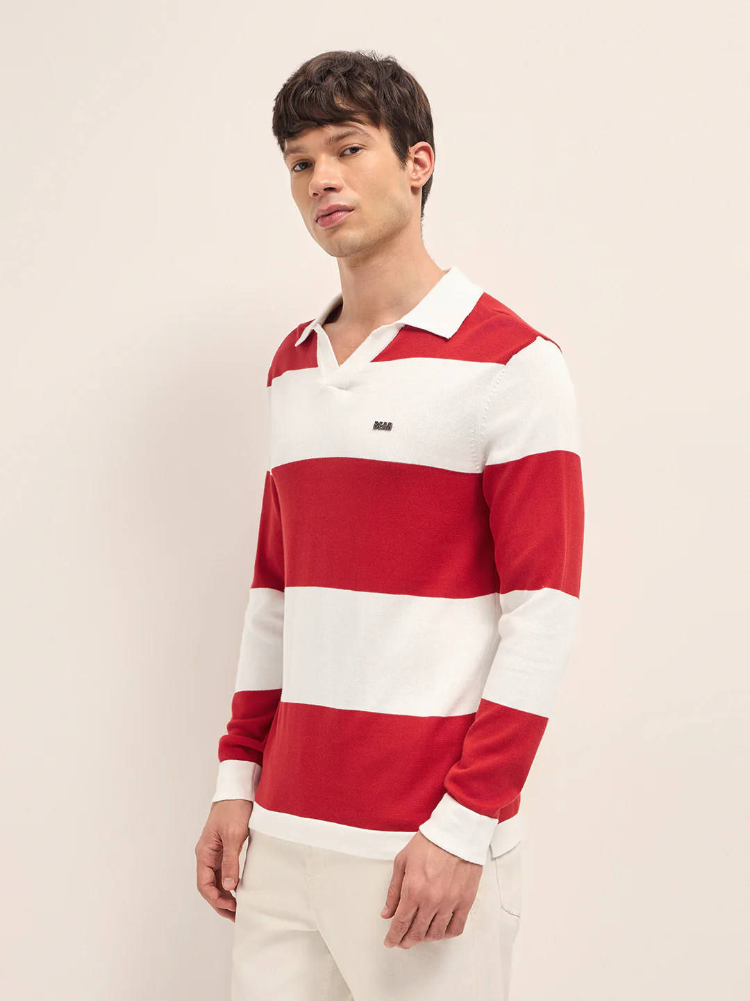Men Cotton Striped Polo T-Shirt - Image 3