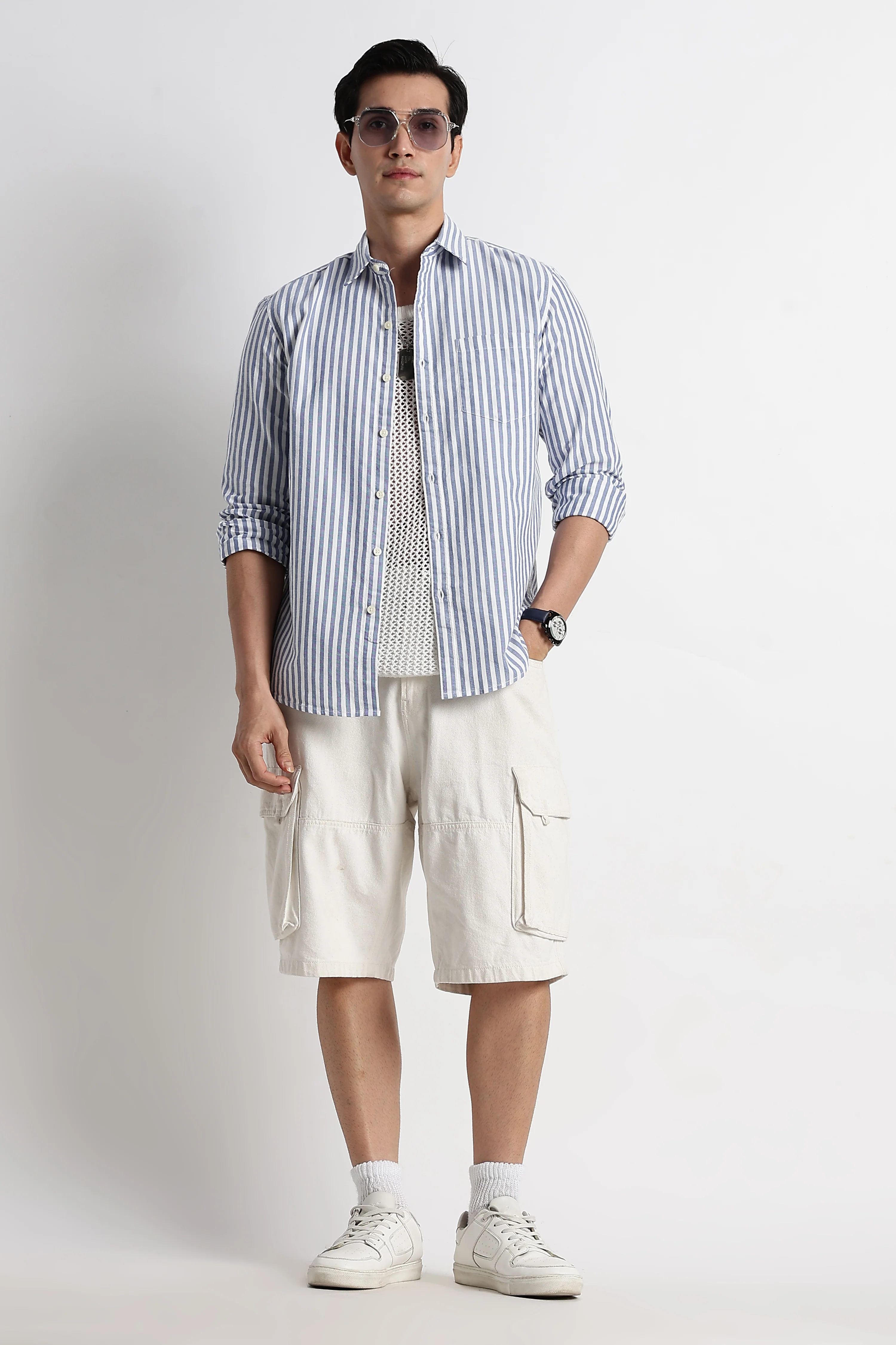 Men Cotton Striped Shirt - Image 10