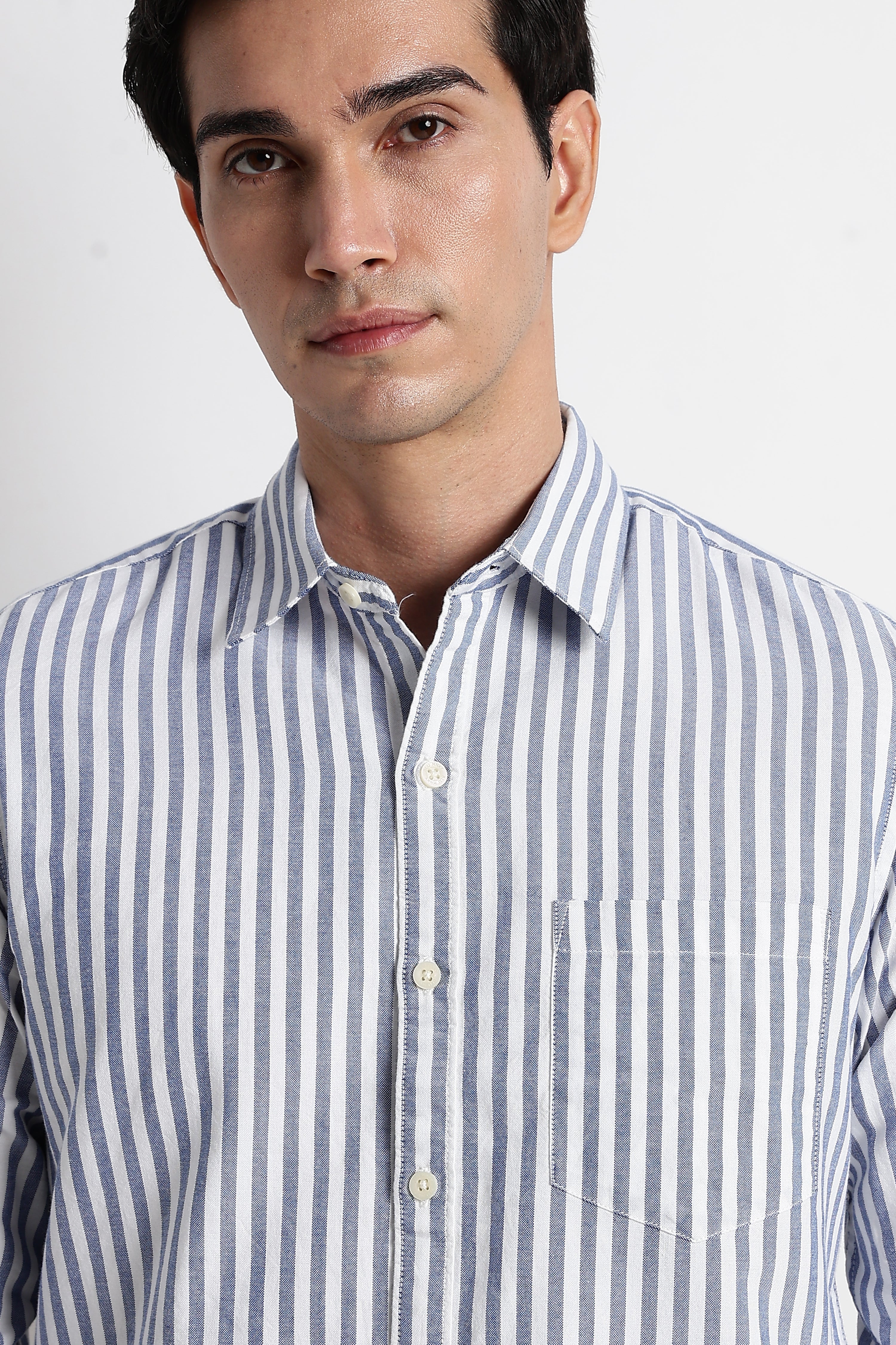Men Cotton Striped Shirt - Image 2
