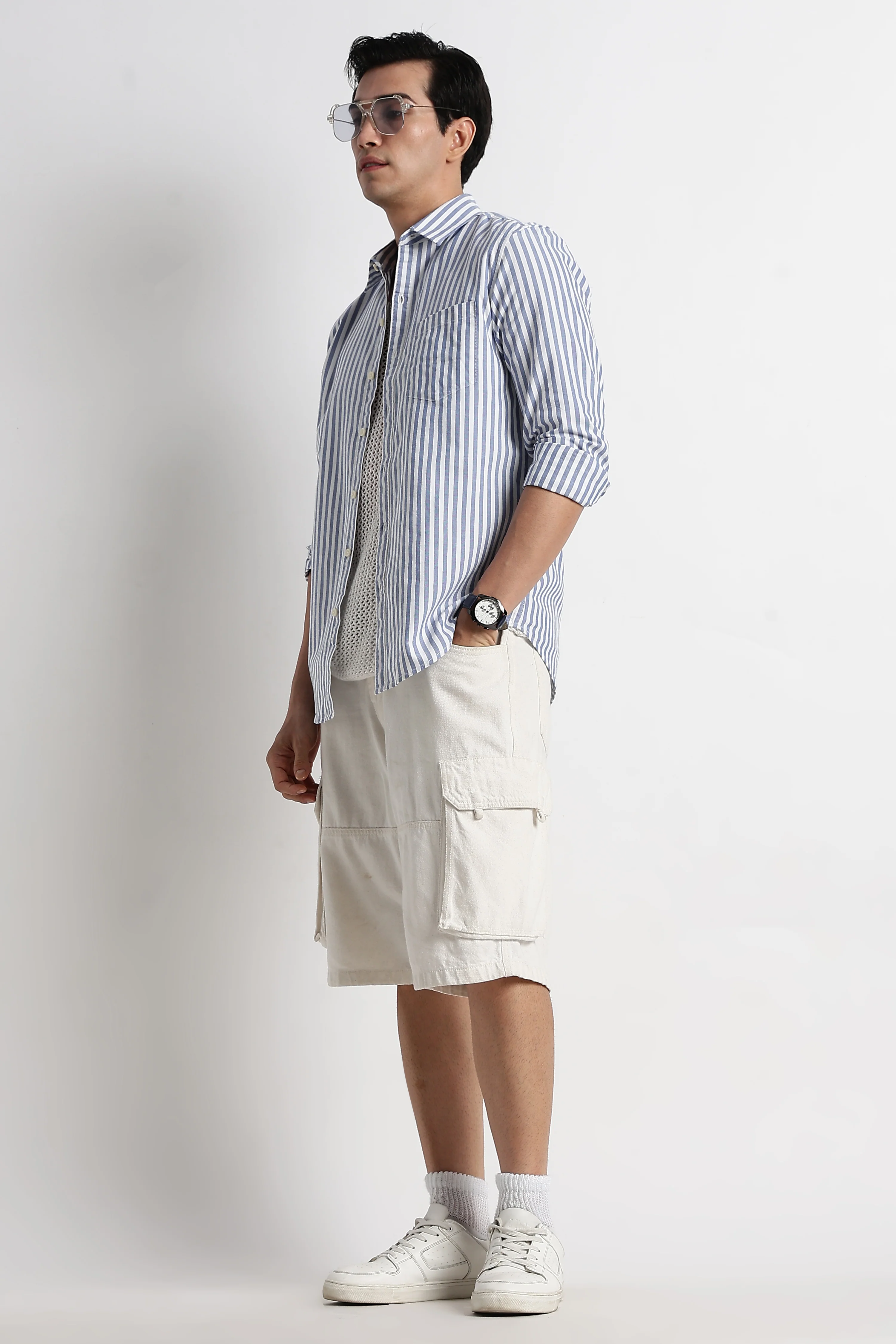 Men Cotton Striped Shirt - Image 5