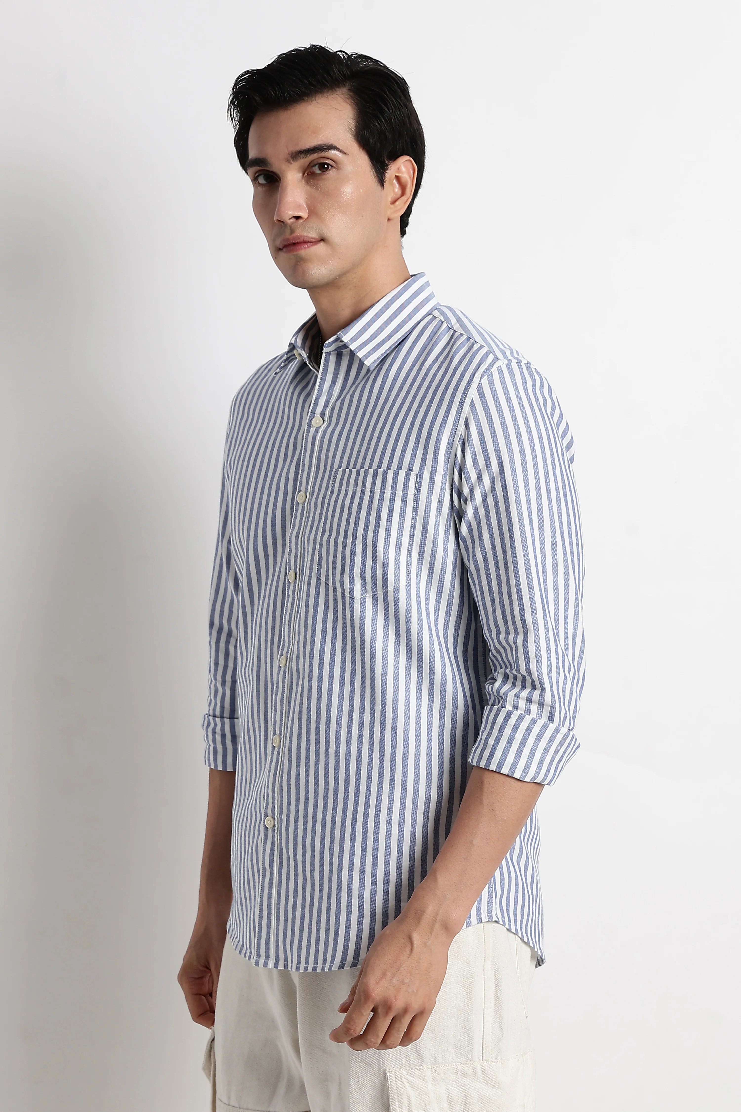 Men Cotton Striped Shirt - Image 6