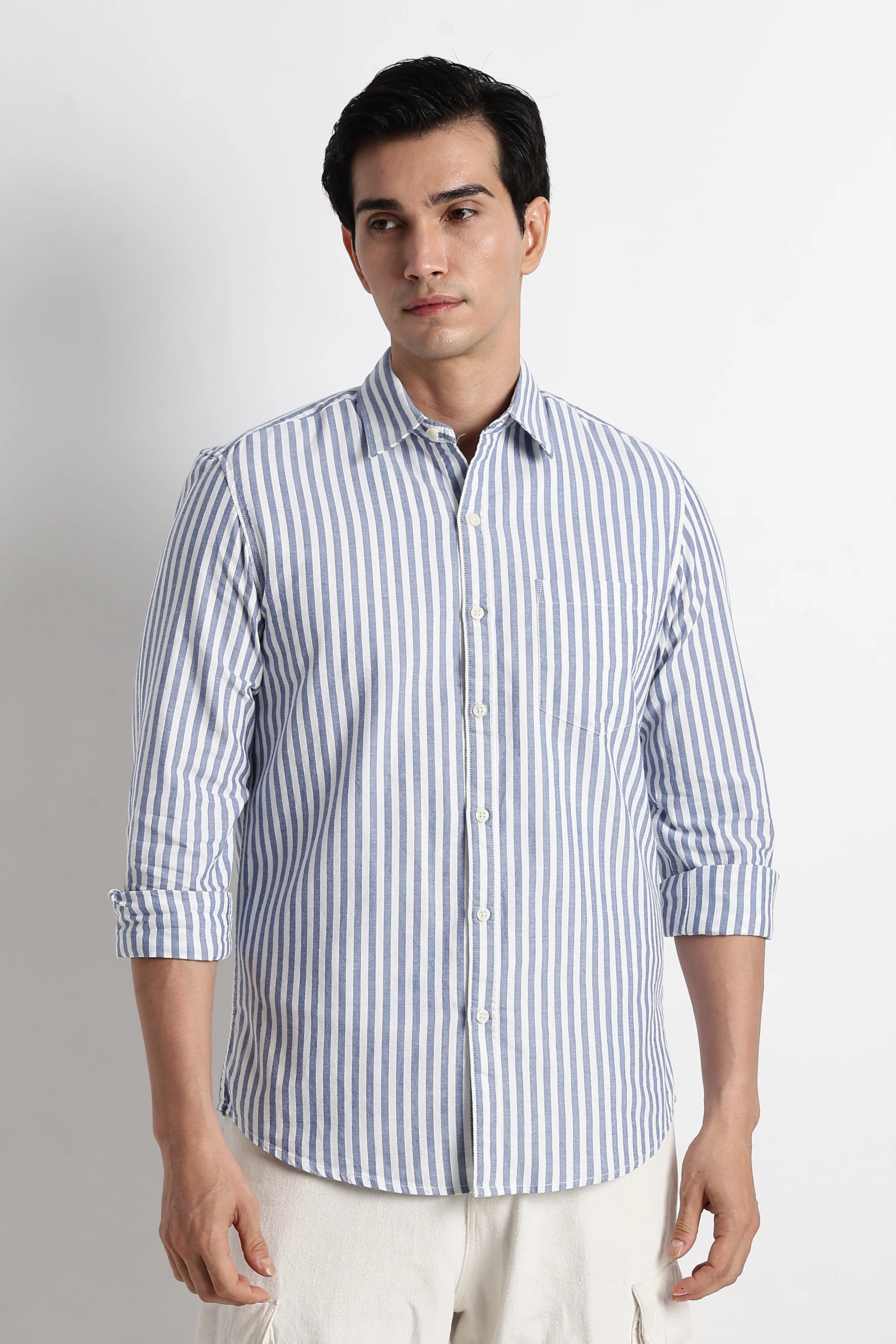 Men Cotton Striped Shirt - Image 8