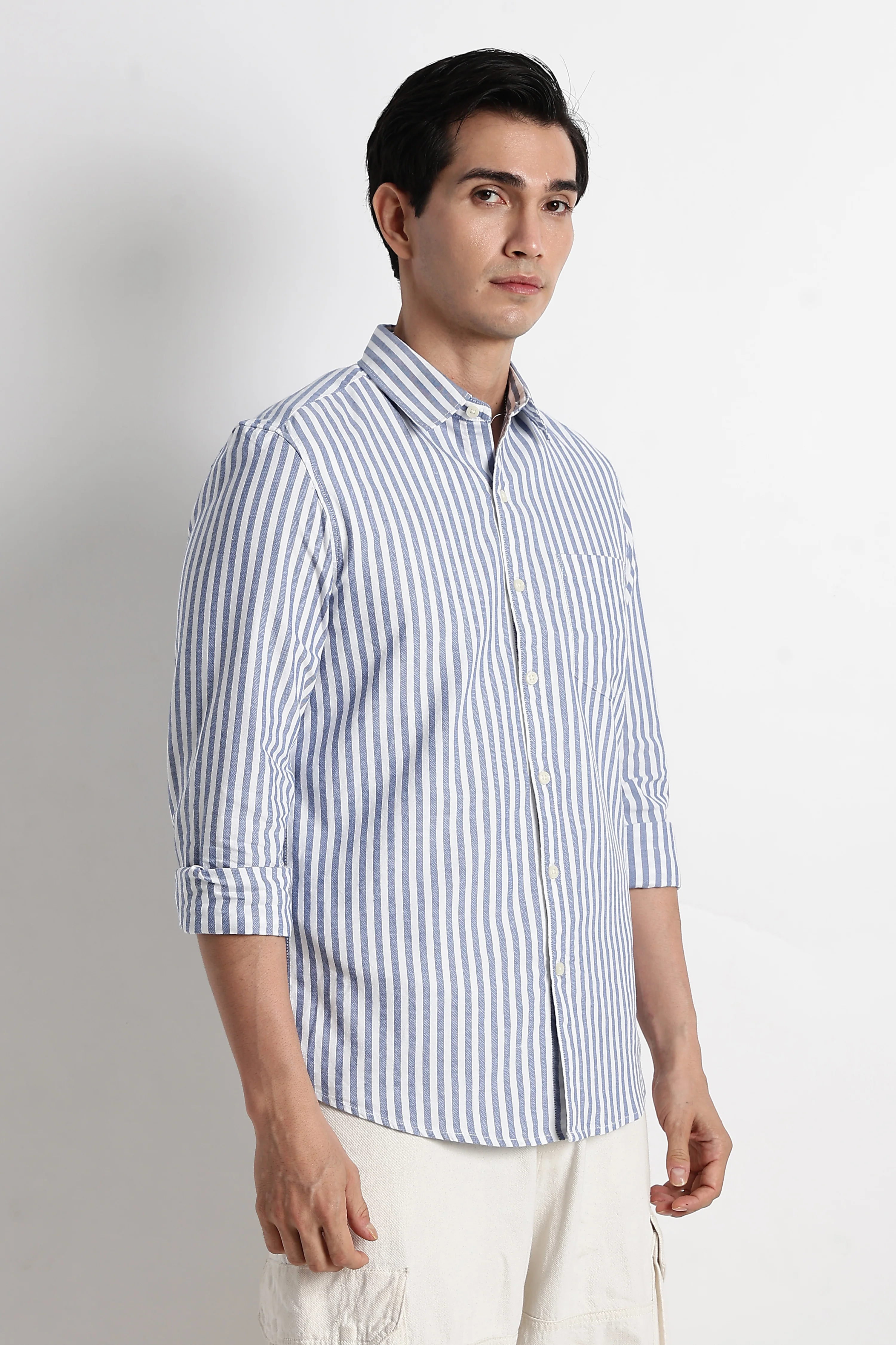 Men Cotton Striped Shirt - Image 9