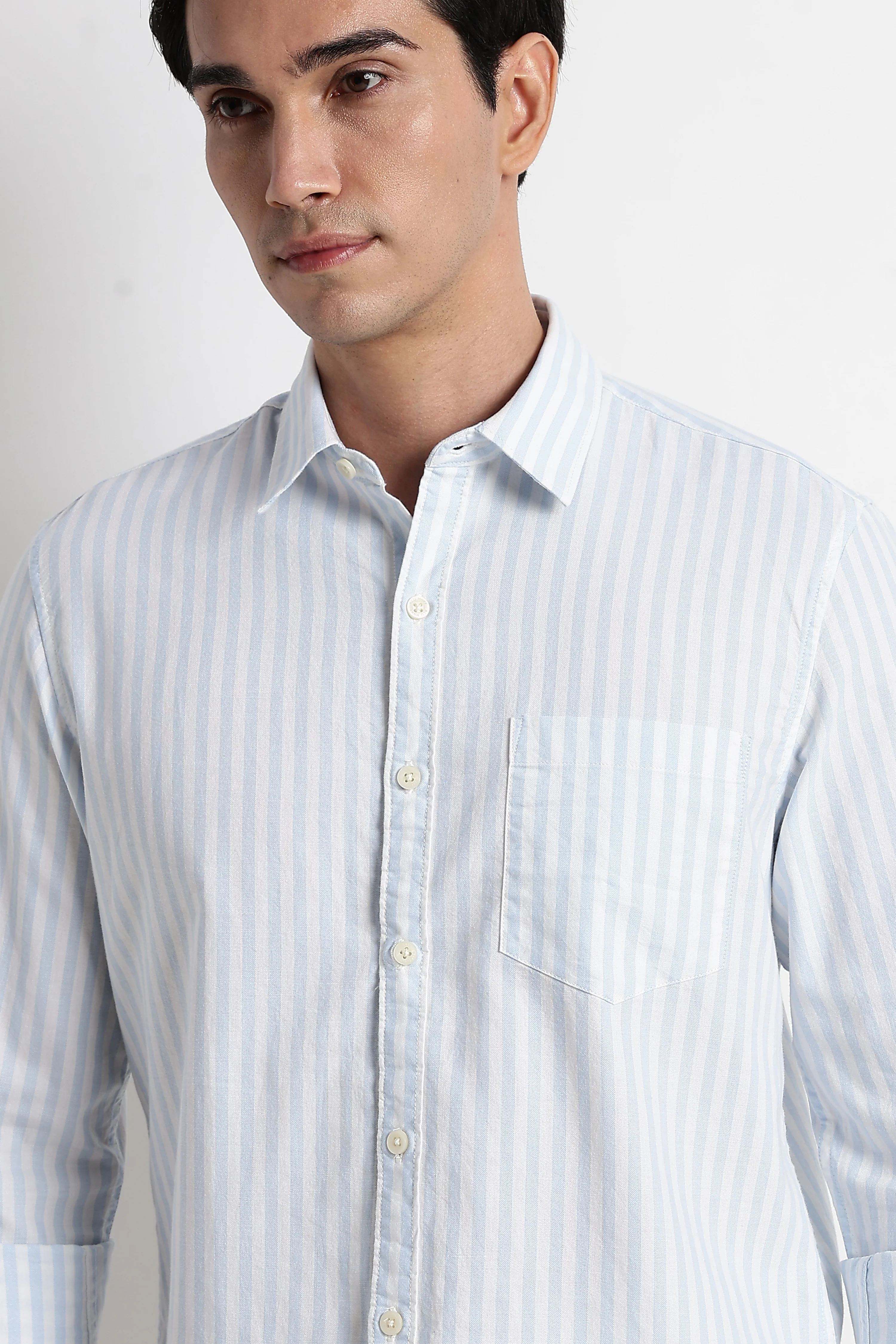 Men Cotton Striped Shirt - Image 10