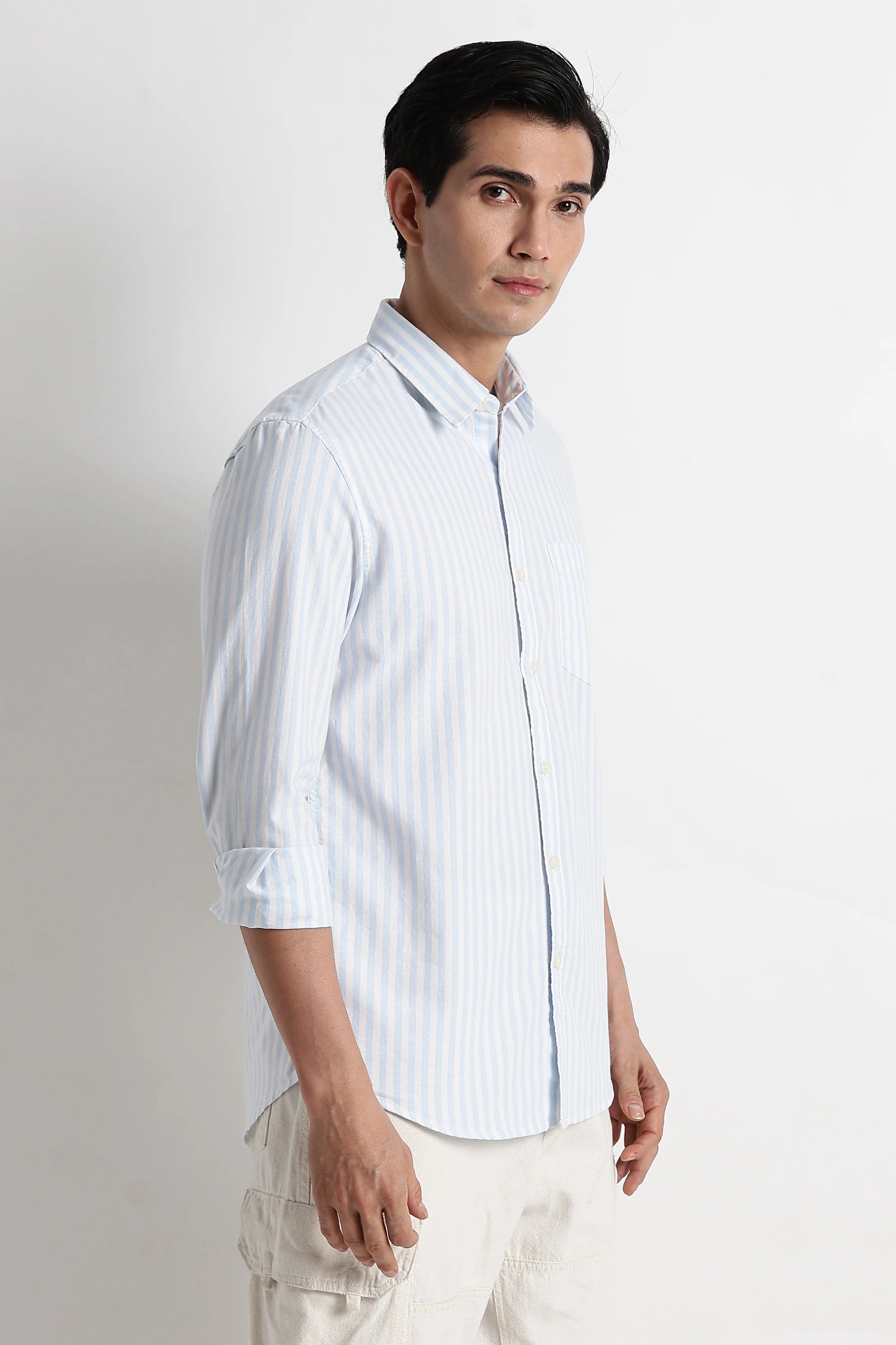 Men Cotton Striped Shirt - Image 2