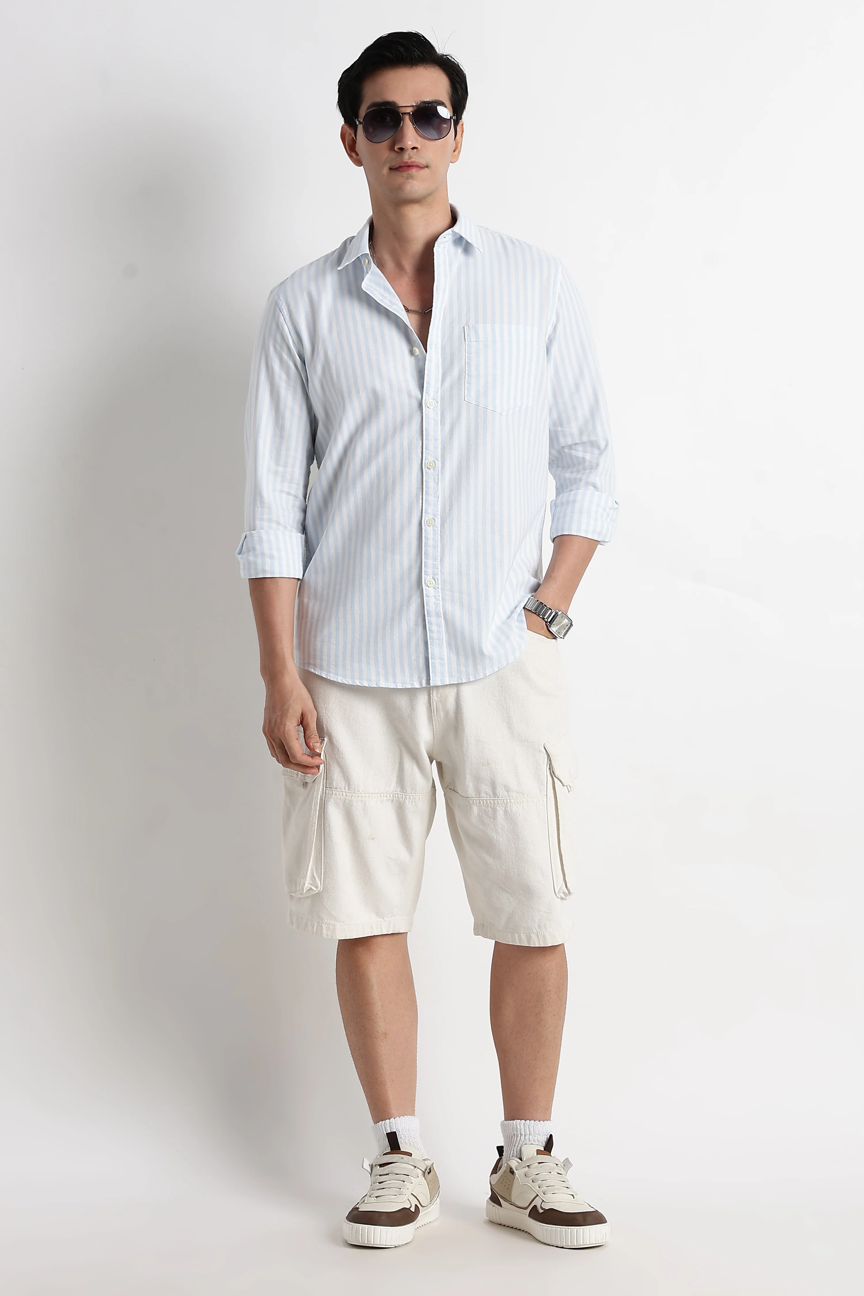 Men Cotton Striped Shirt - Image 6
