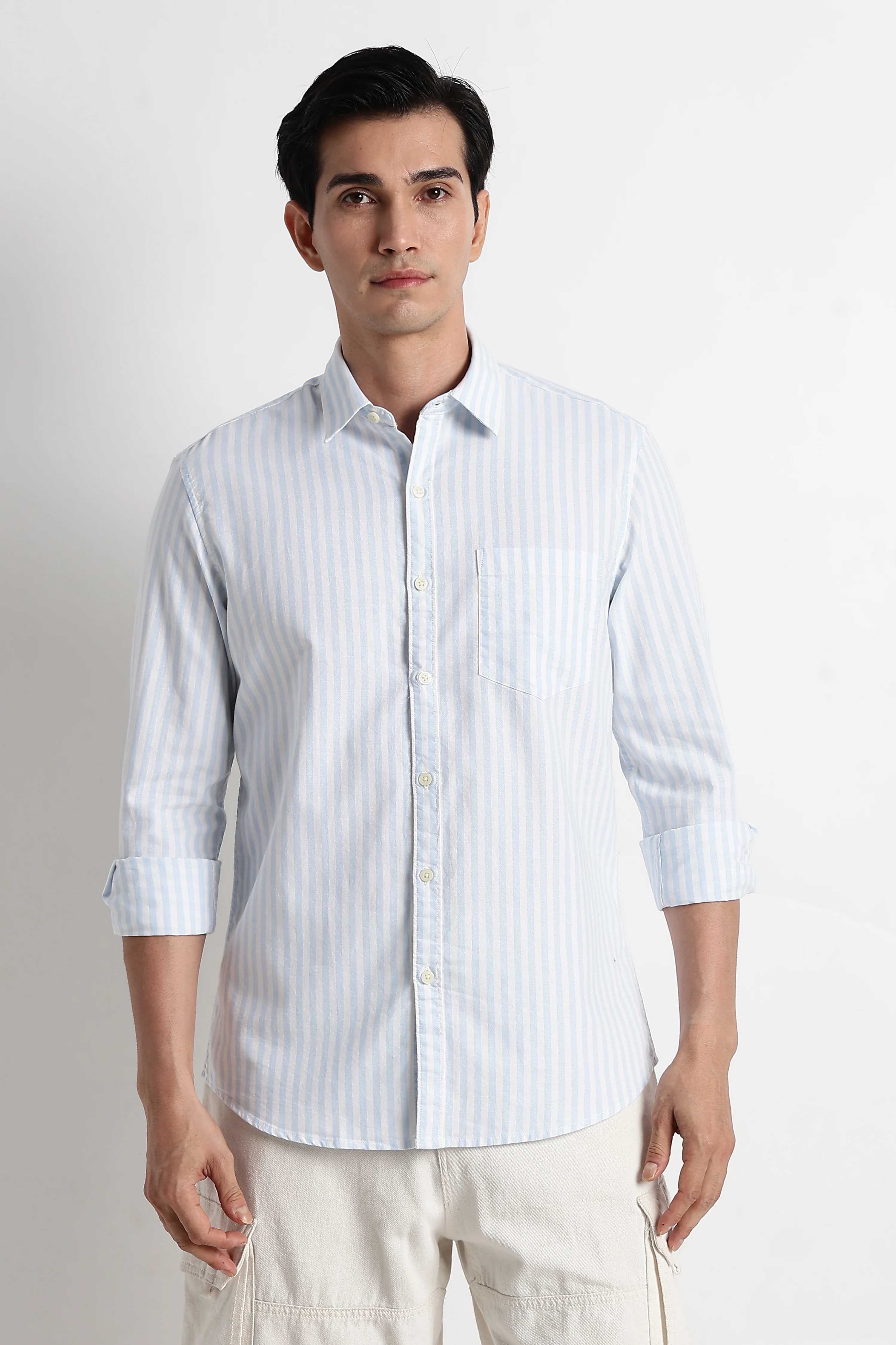 Men Cotton Striped Shirt - Image 8