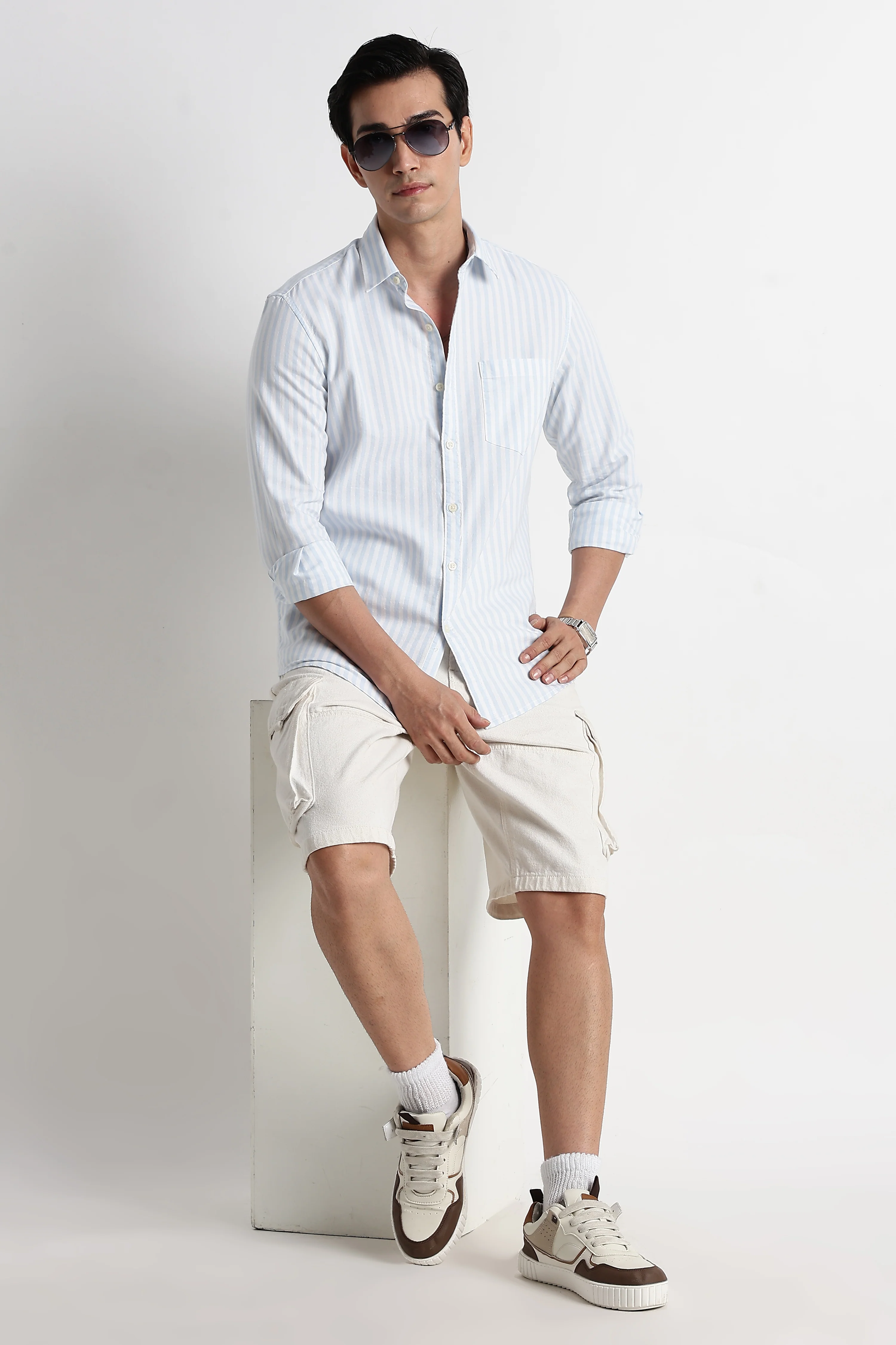 Men Cotton Striped Shirt - Image 9