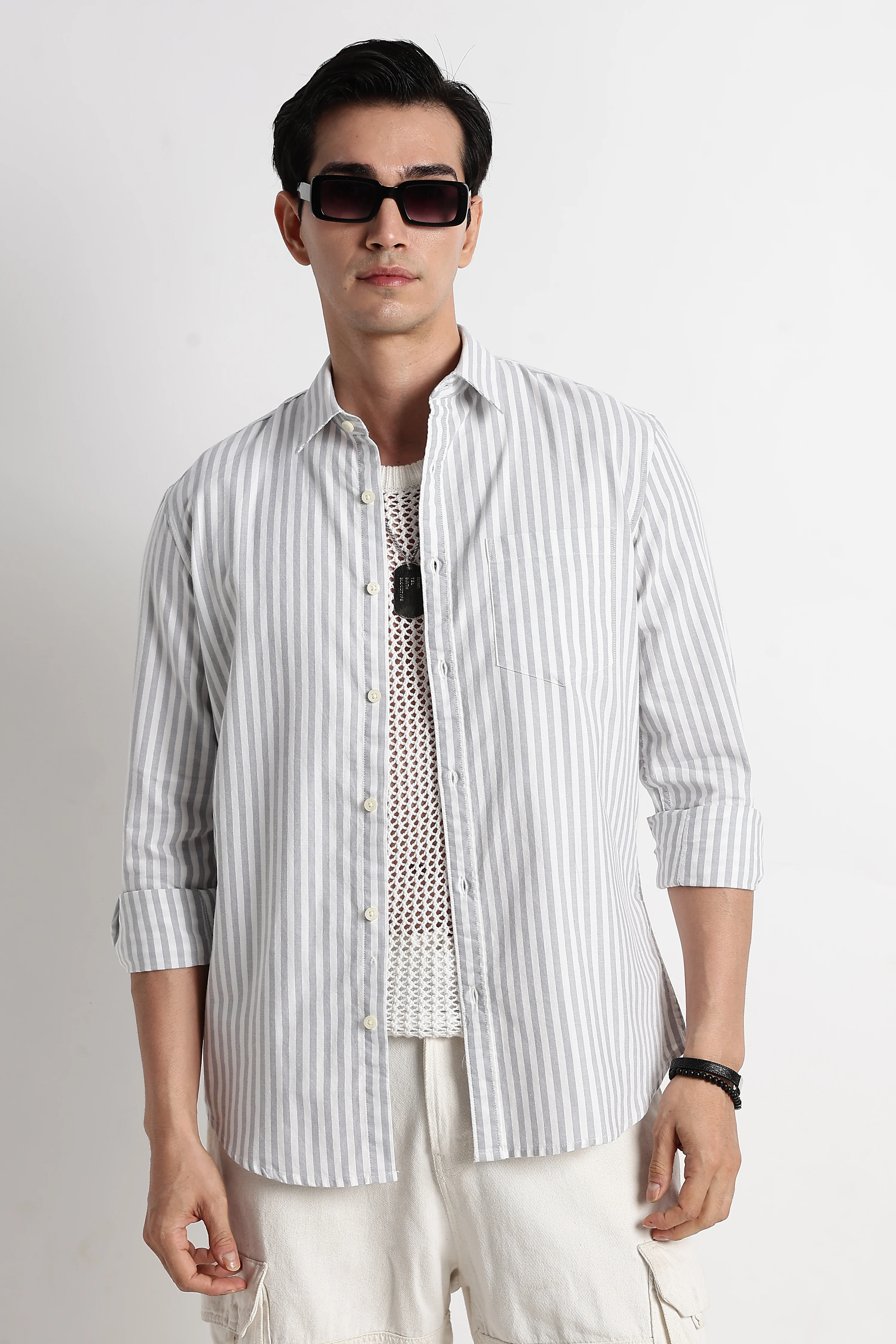 Men Cotton Striped Shirt - Image 10
