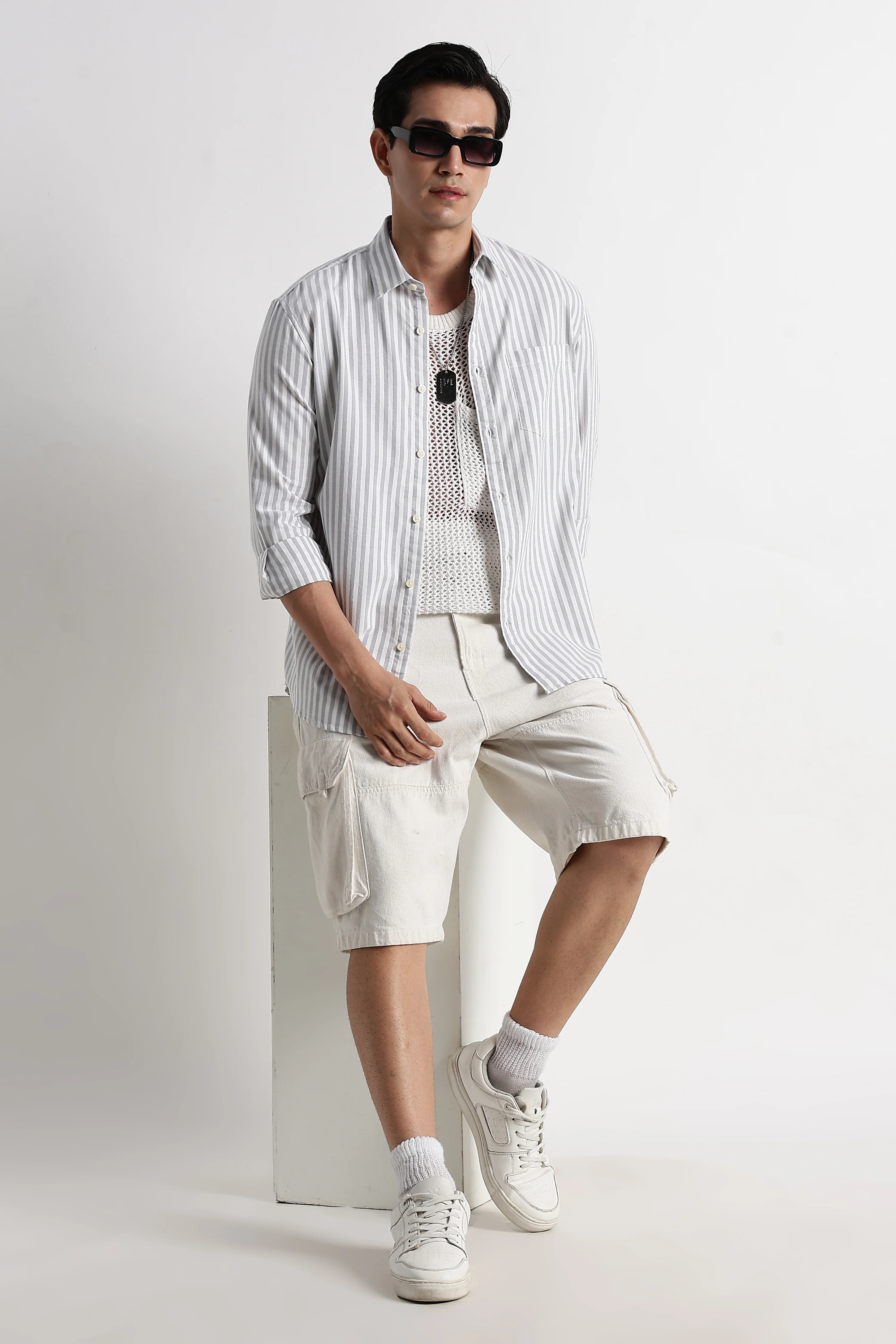 Men Cotton Striped Shirt - Image 11