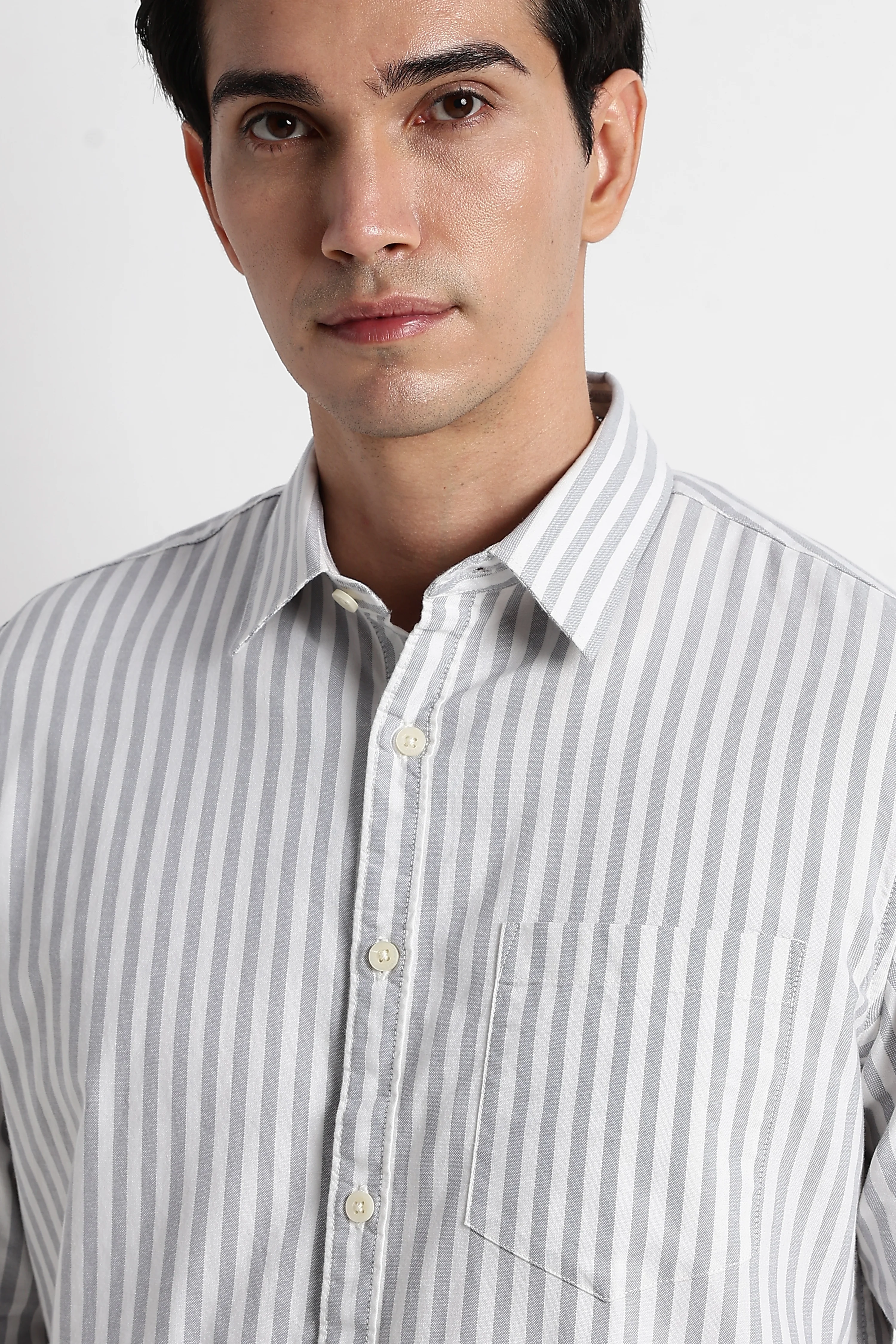 Men Cotton Striped Shirt - Image 3