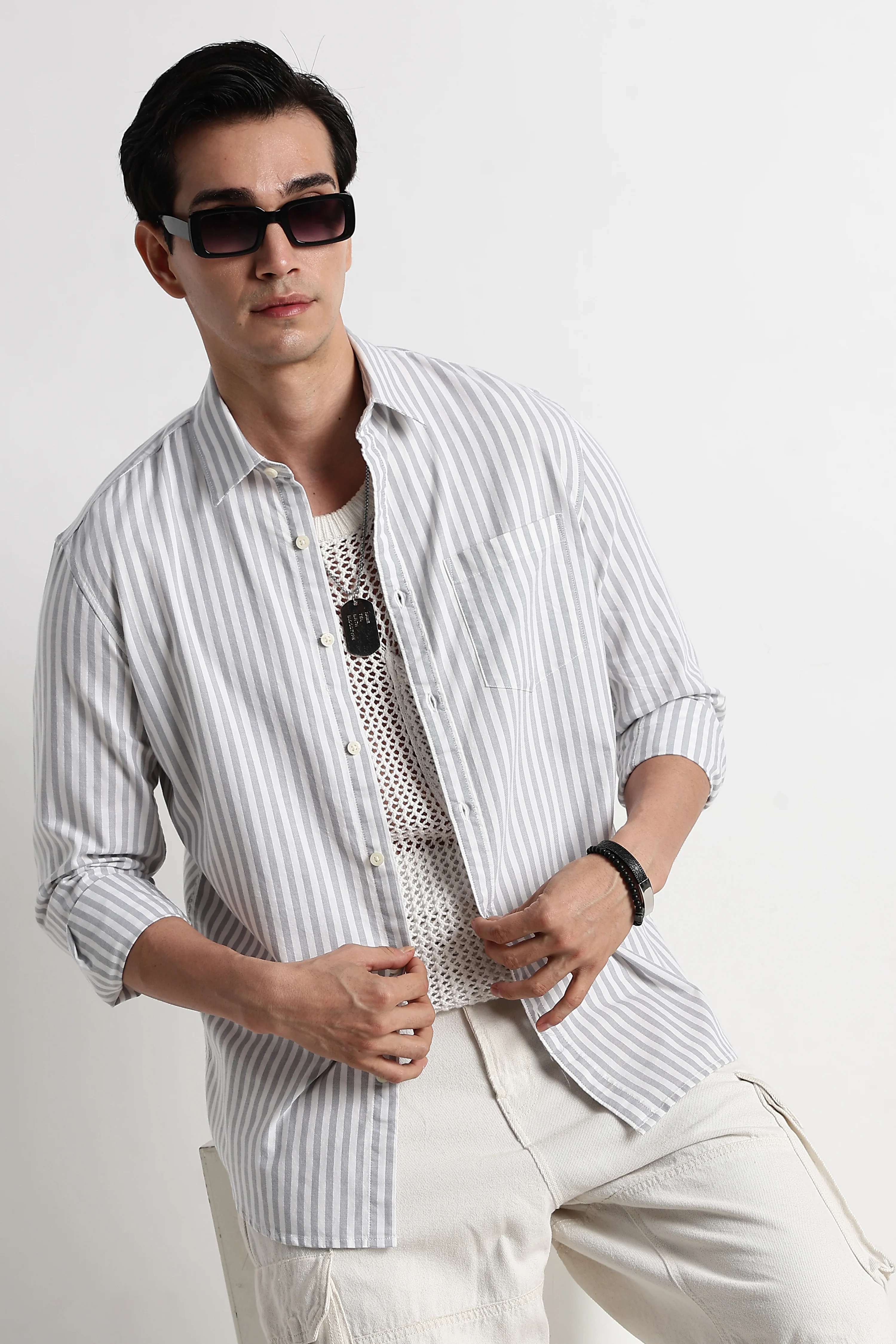 Men Cotton Striped Shirt - Image 7