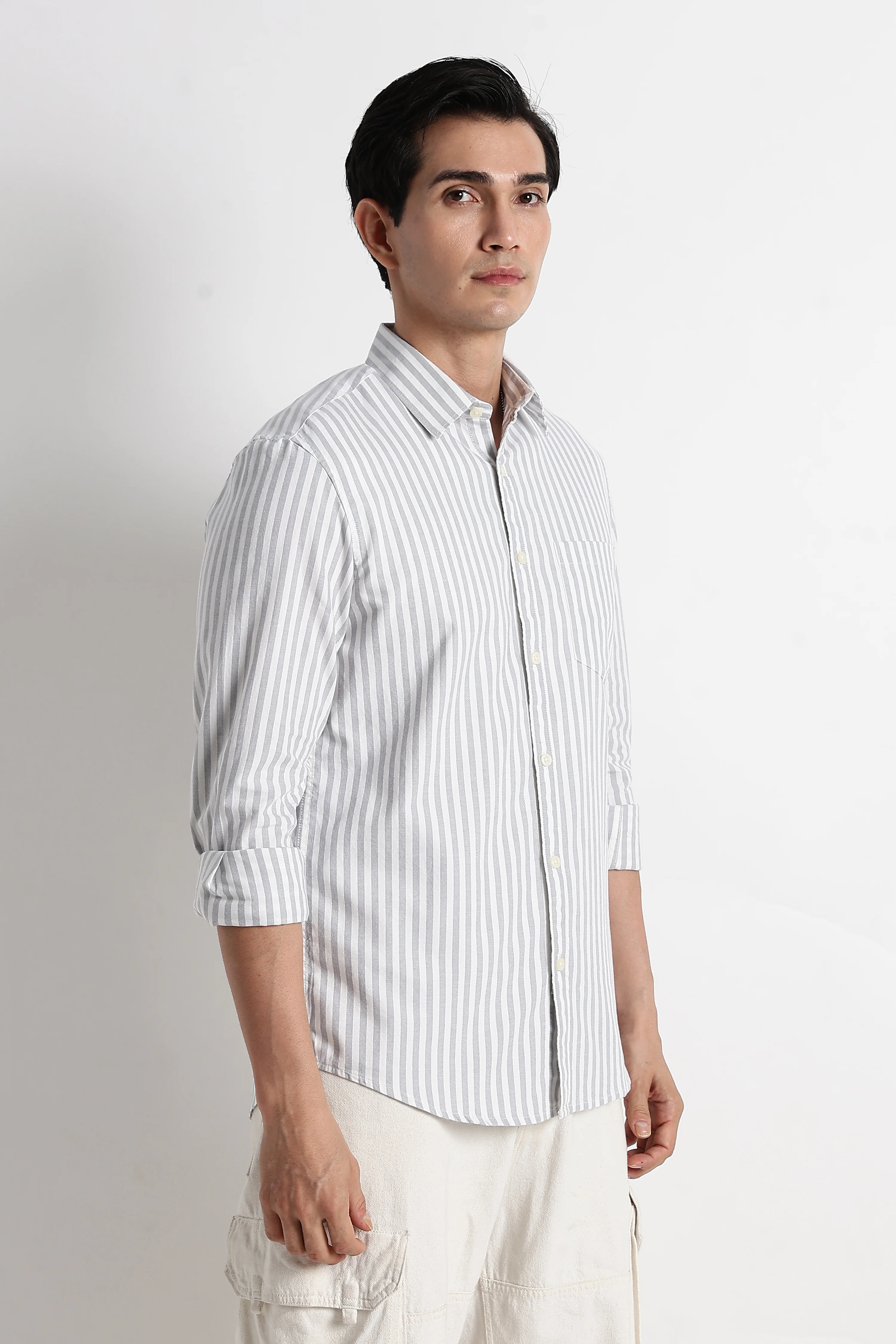 Men Cotton Striped Shirt - Image 9