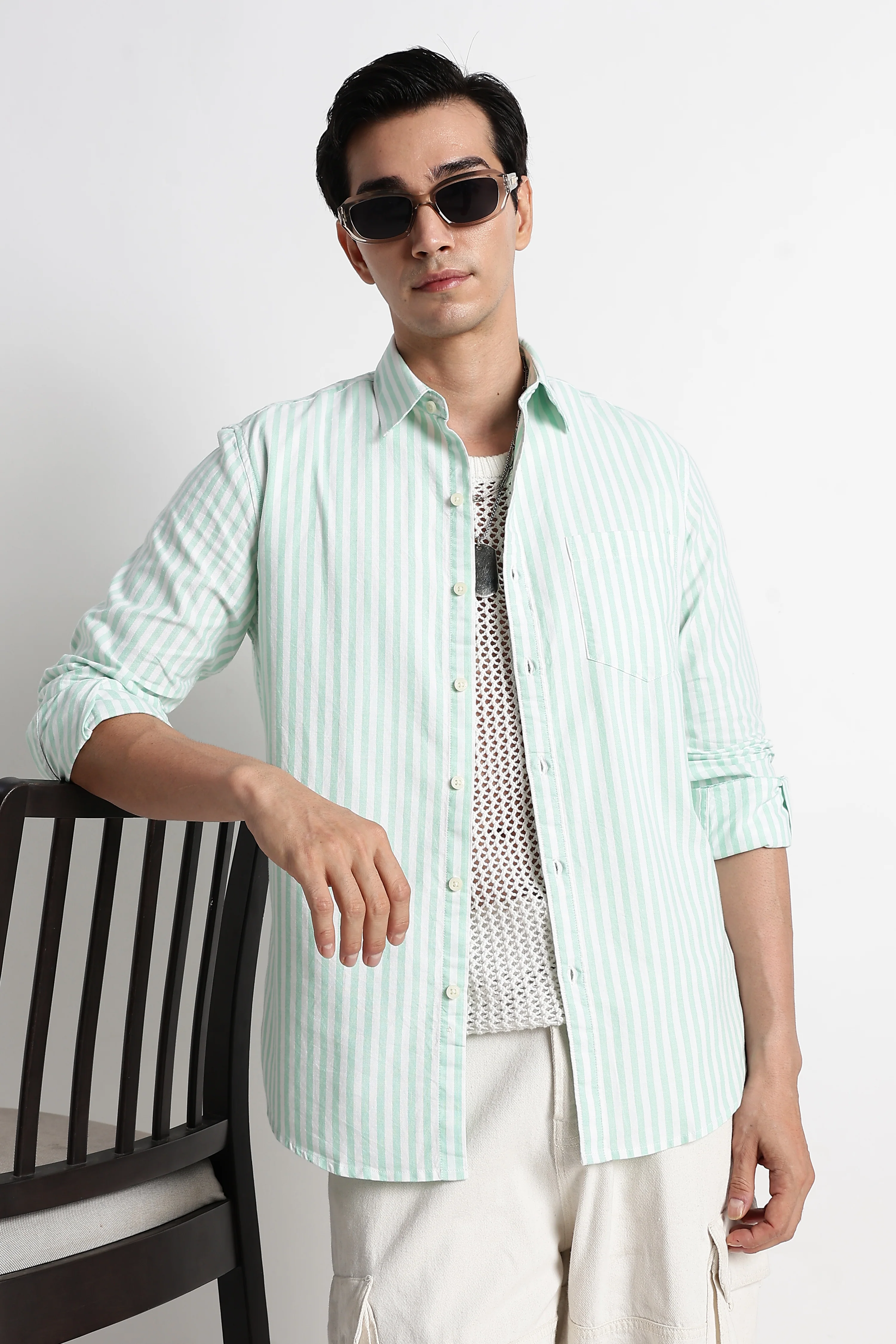 Men Cotton Striped Shirt - Image 2