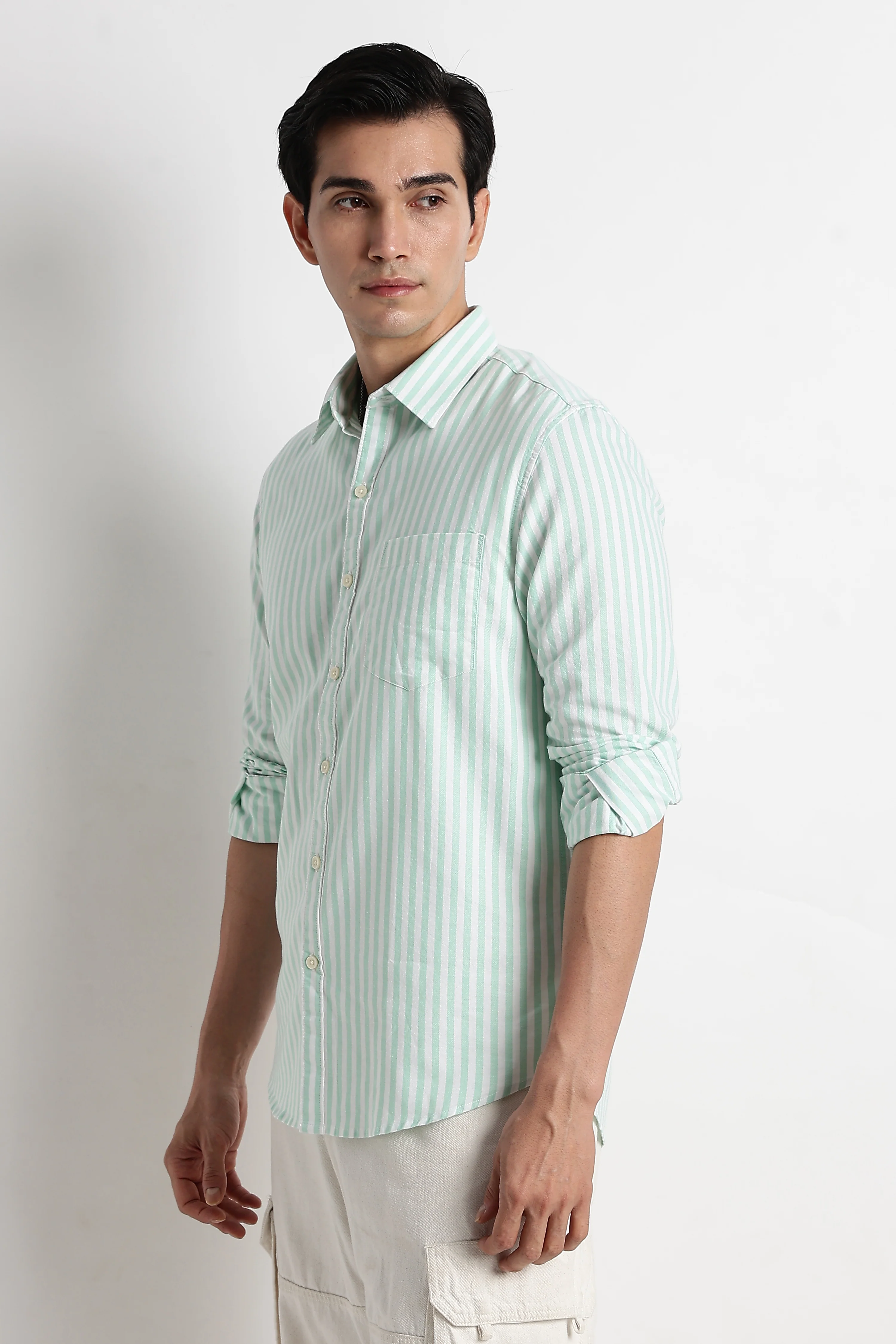 Men Cotton Striped Shirt - Image 4