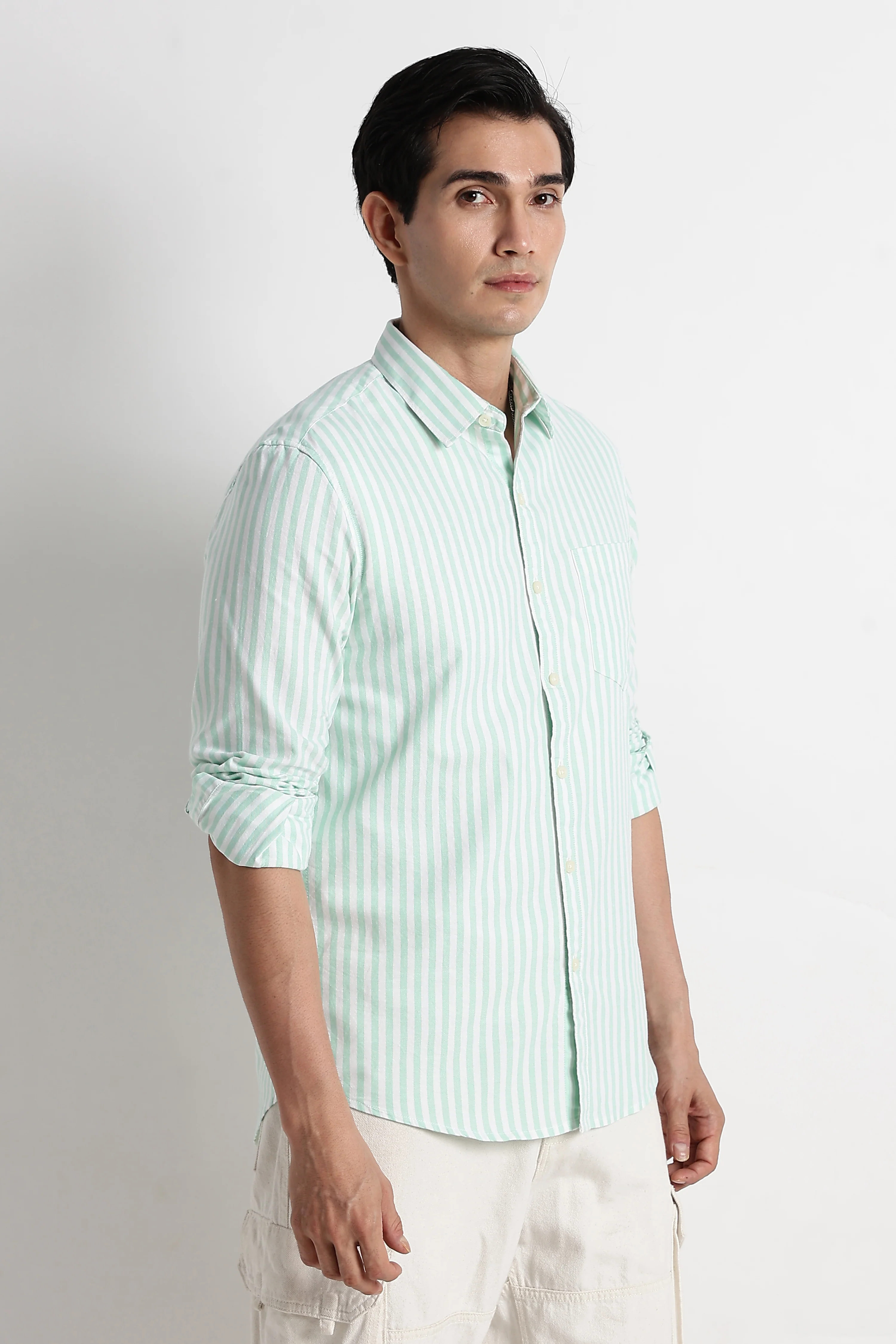 Men Cotton Striped Shirt - Image 5