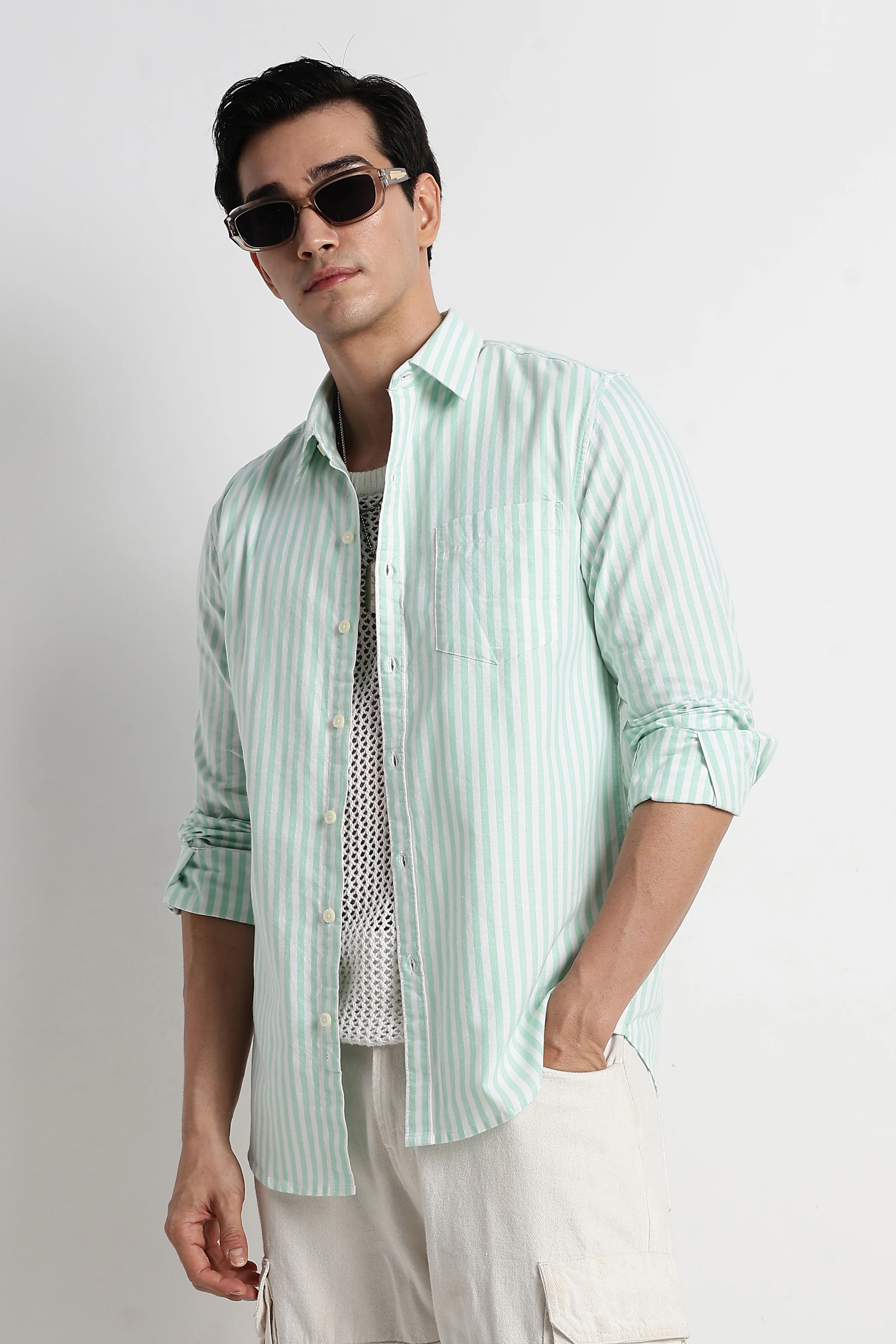 Men Cotton Striped Shirt - Image 7