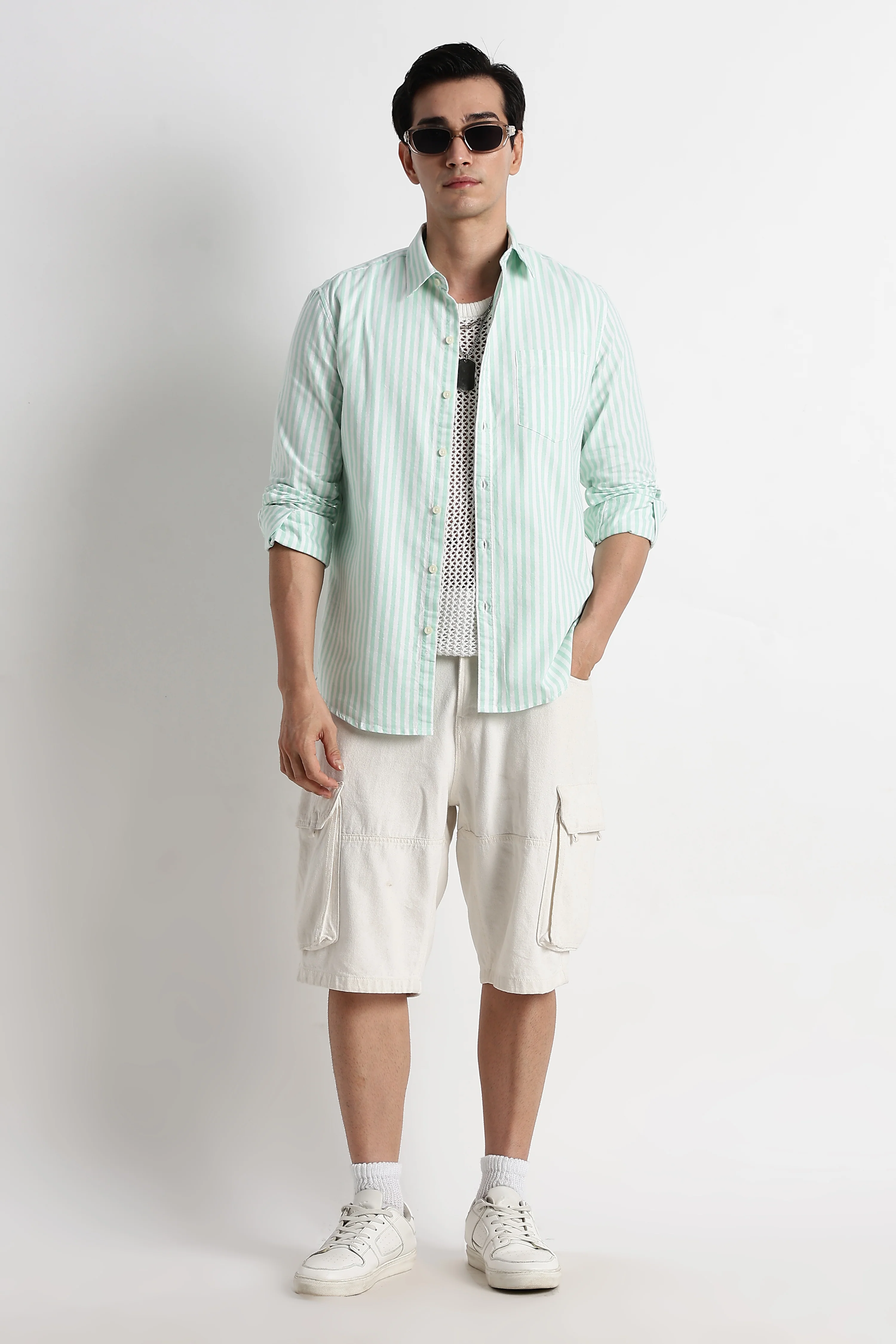 Men Cotton Striped Shirt - Image 8
