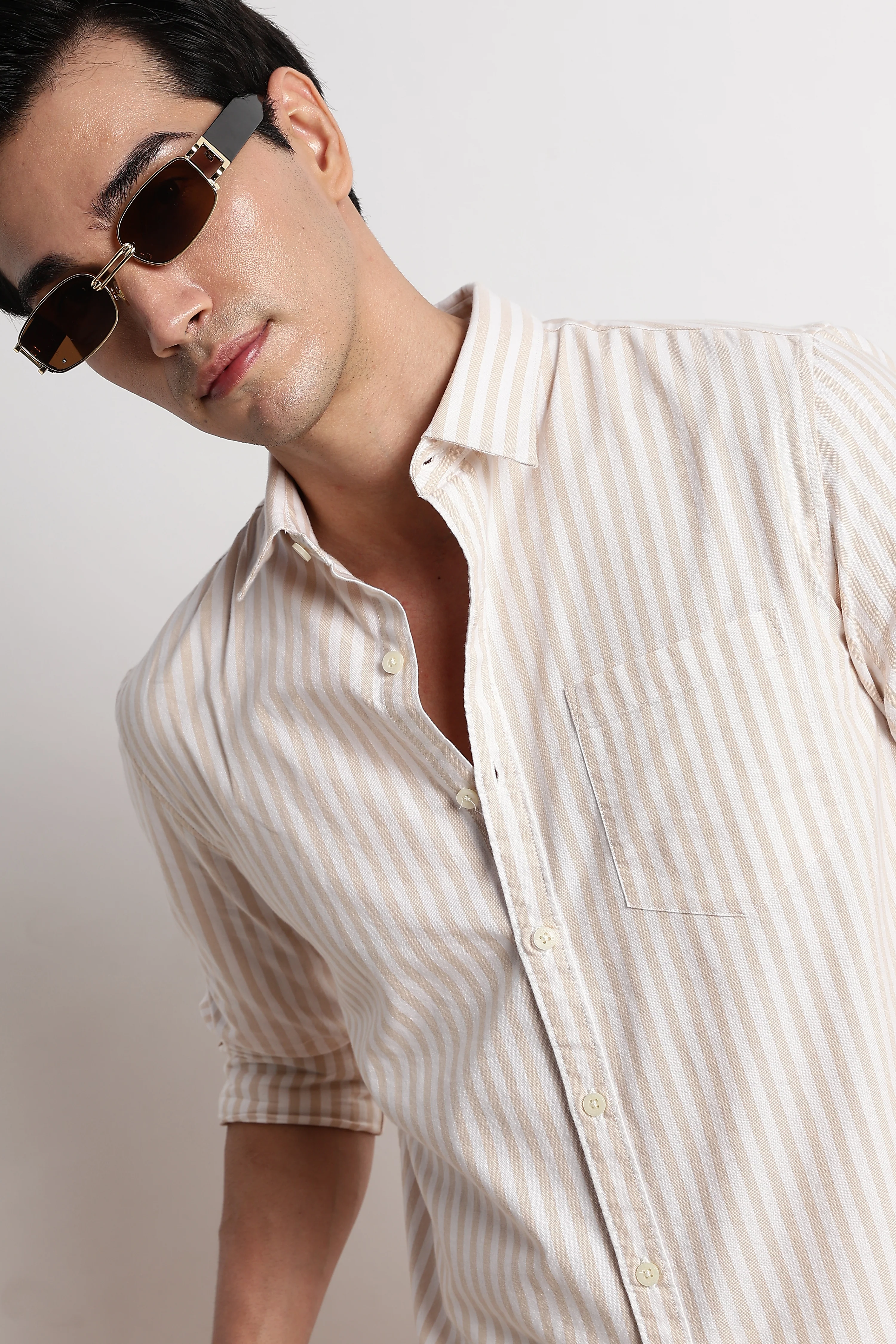 Men Cotton Striped Shirt - Image 3
