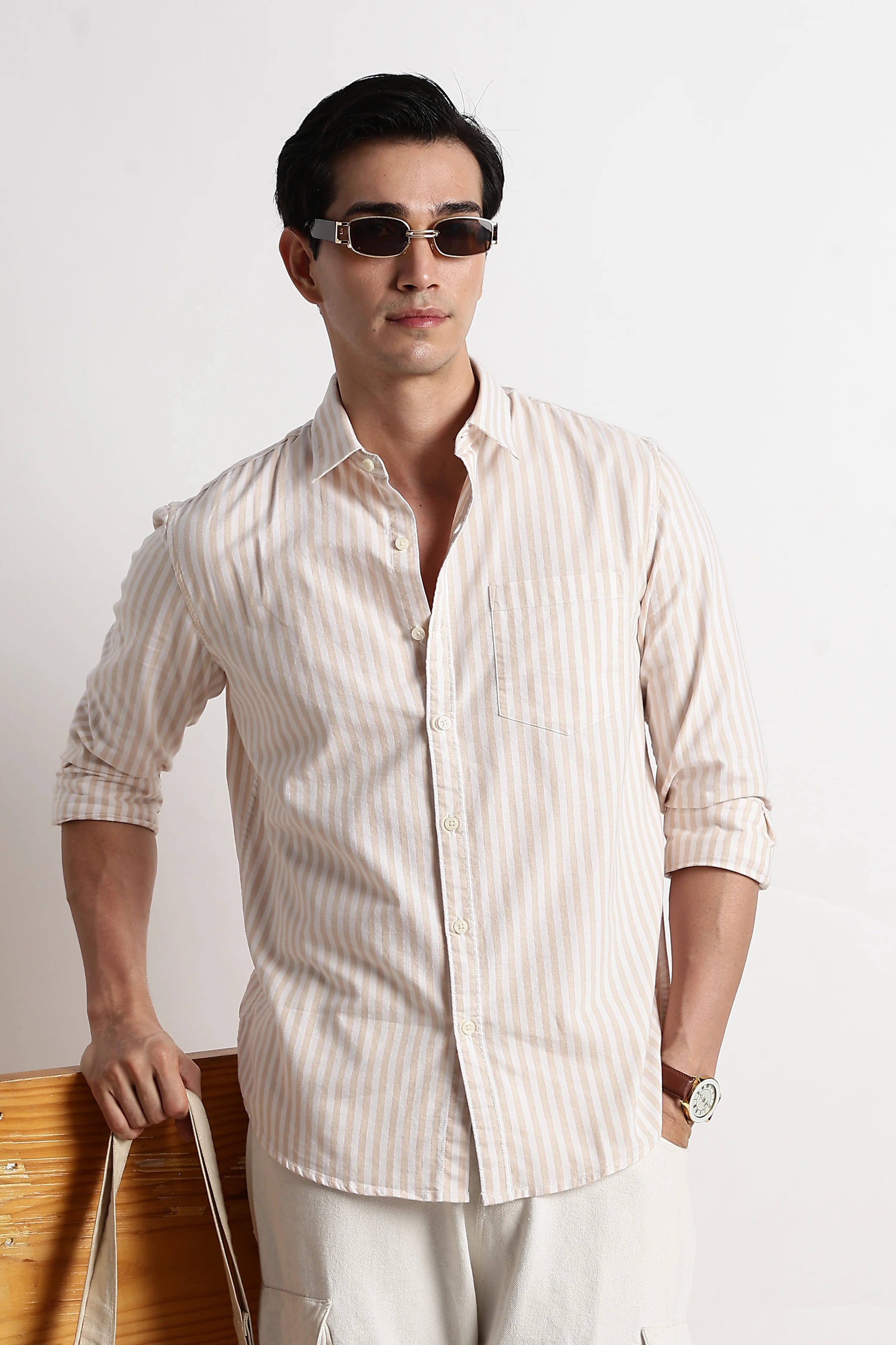 Men Cotton Striped Shirt - Image 9