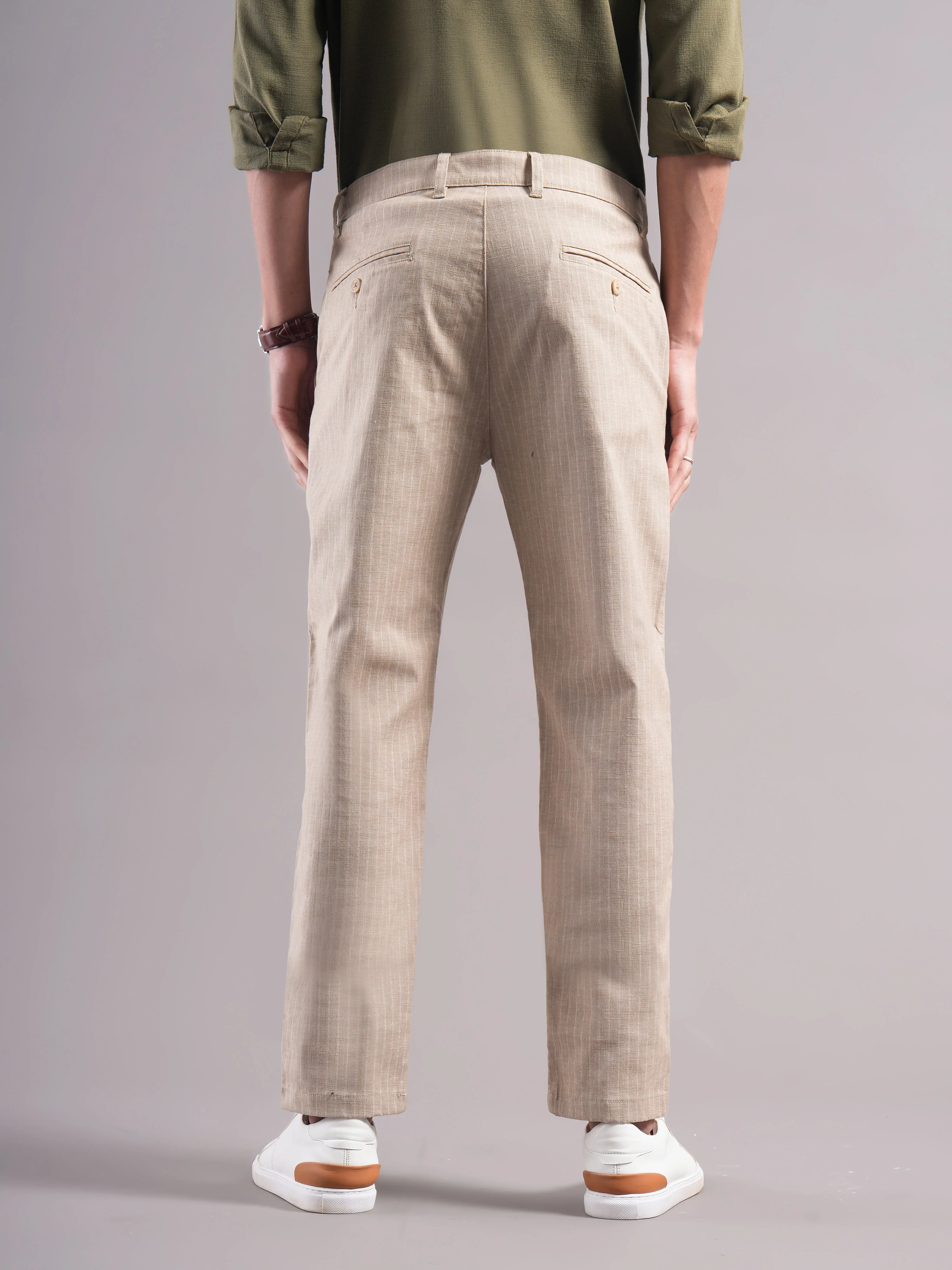 Men Cotton Striped Trousers - Image 2