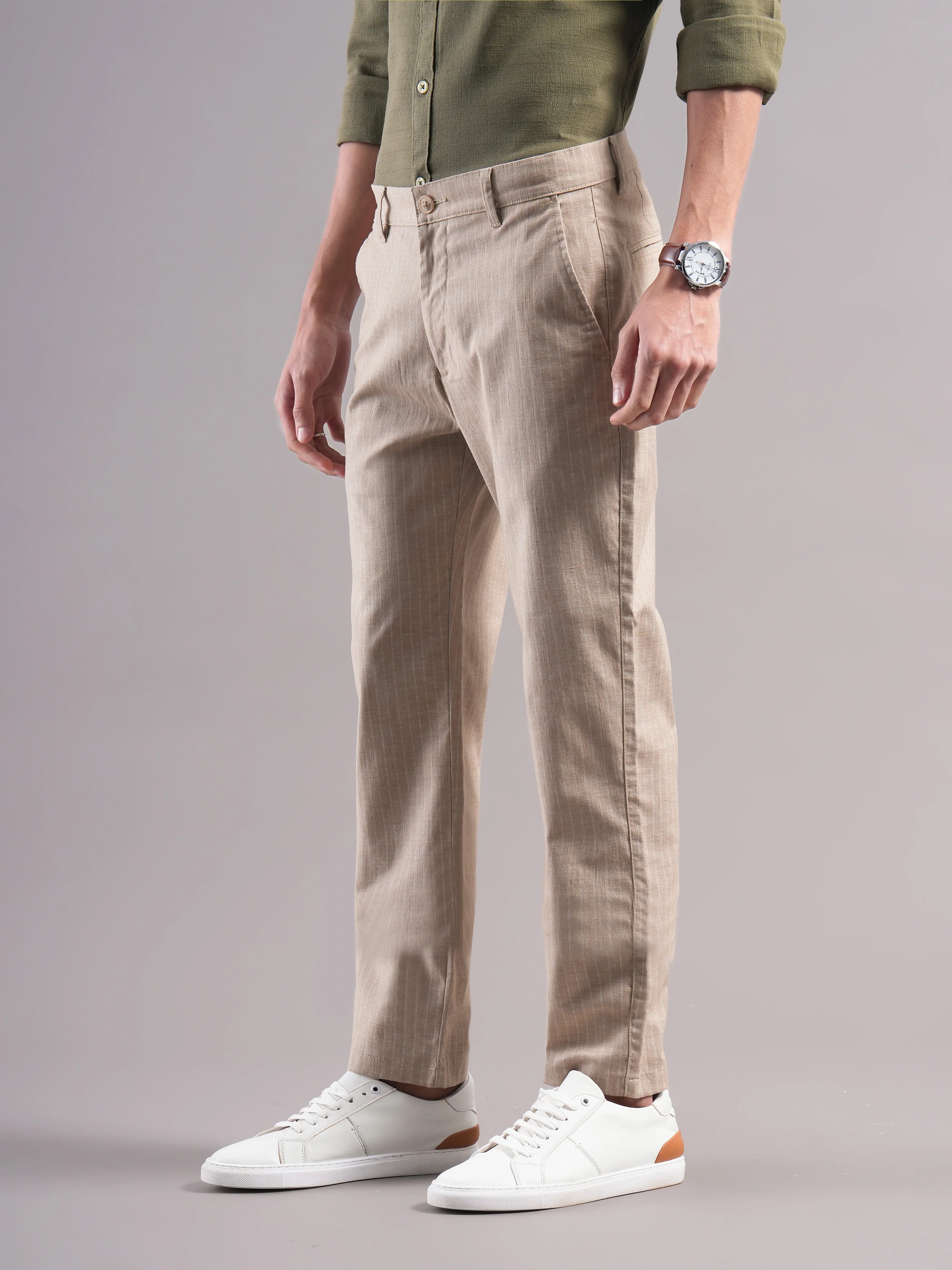 Men Cotton Striped Trousers - Image 5