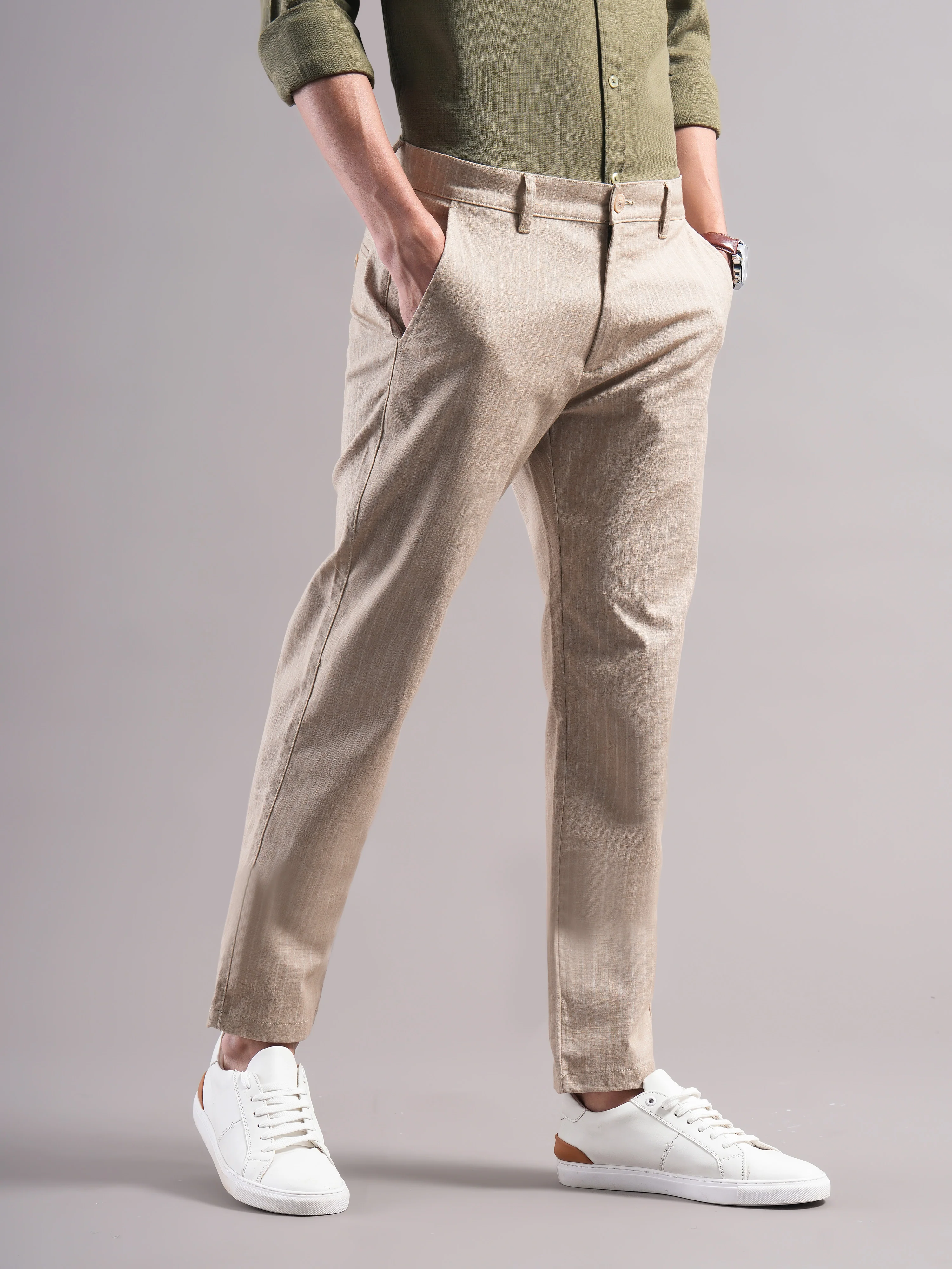 Men Cotton Striped Trousers - Image 6