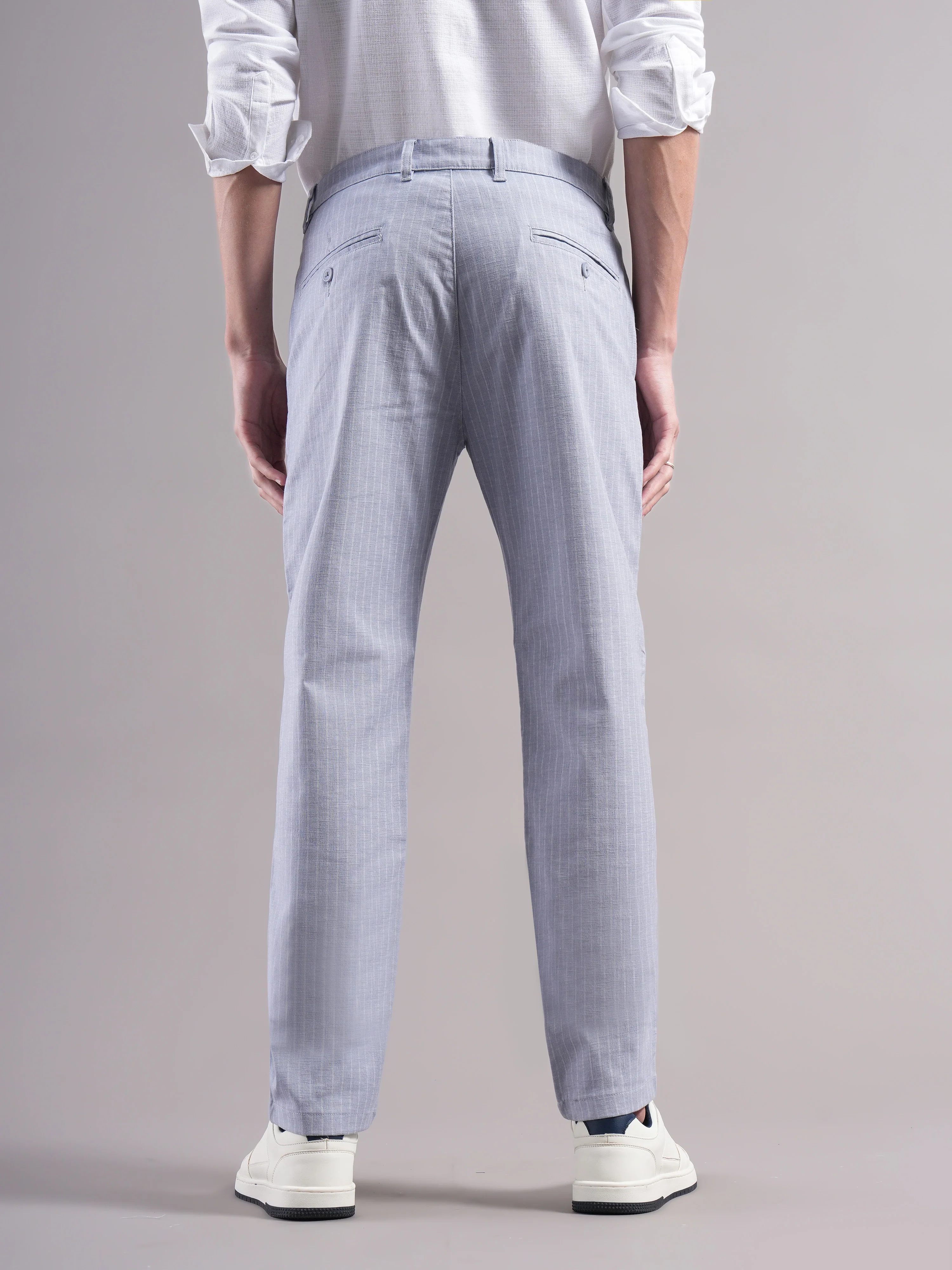 Men Cotton Striped Trousers - Image 2