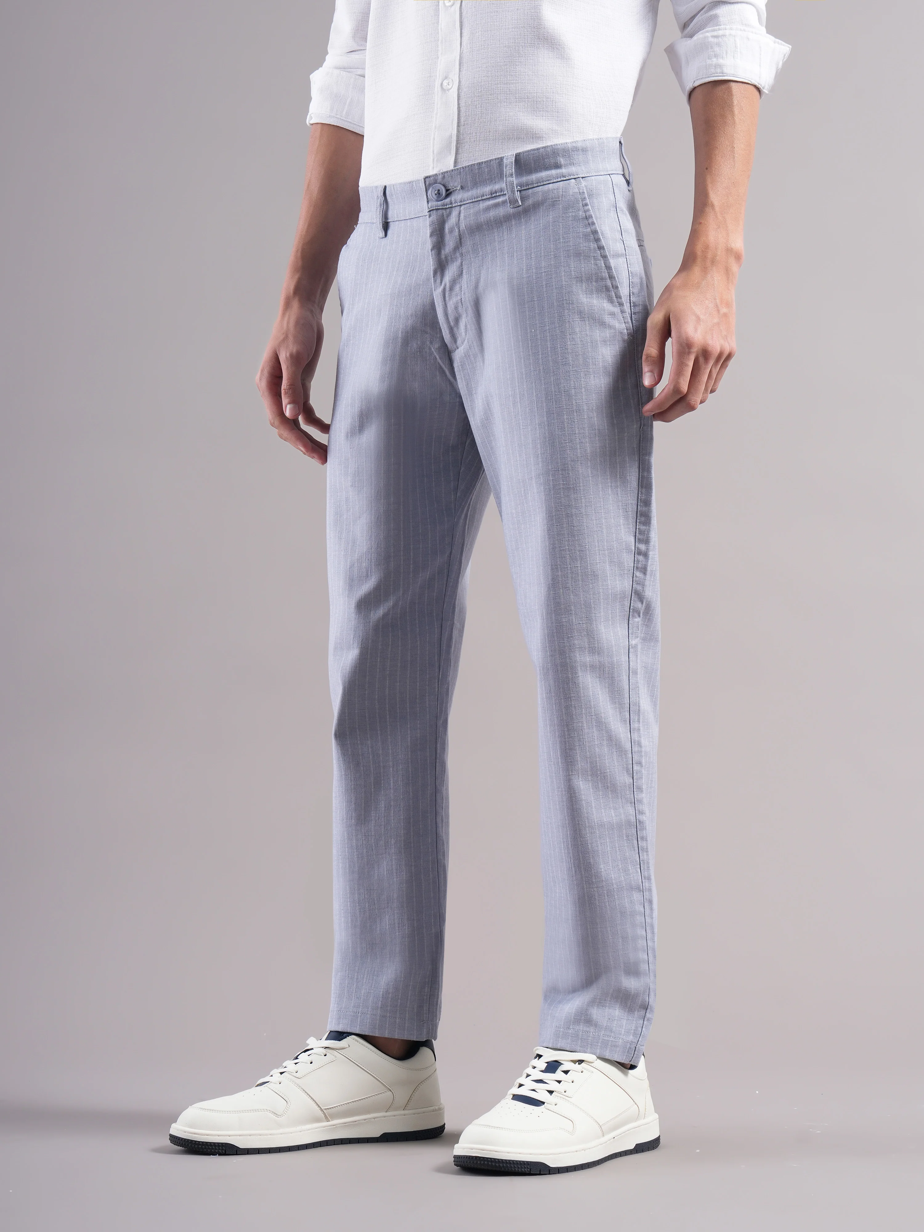 Men Cotton Striped Trousers - Image 5