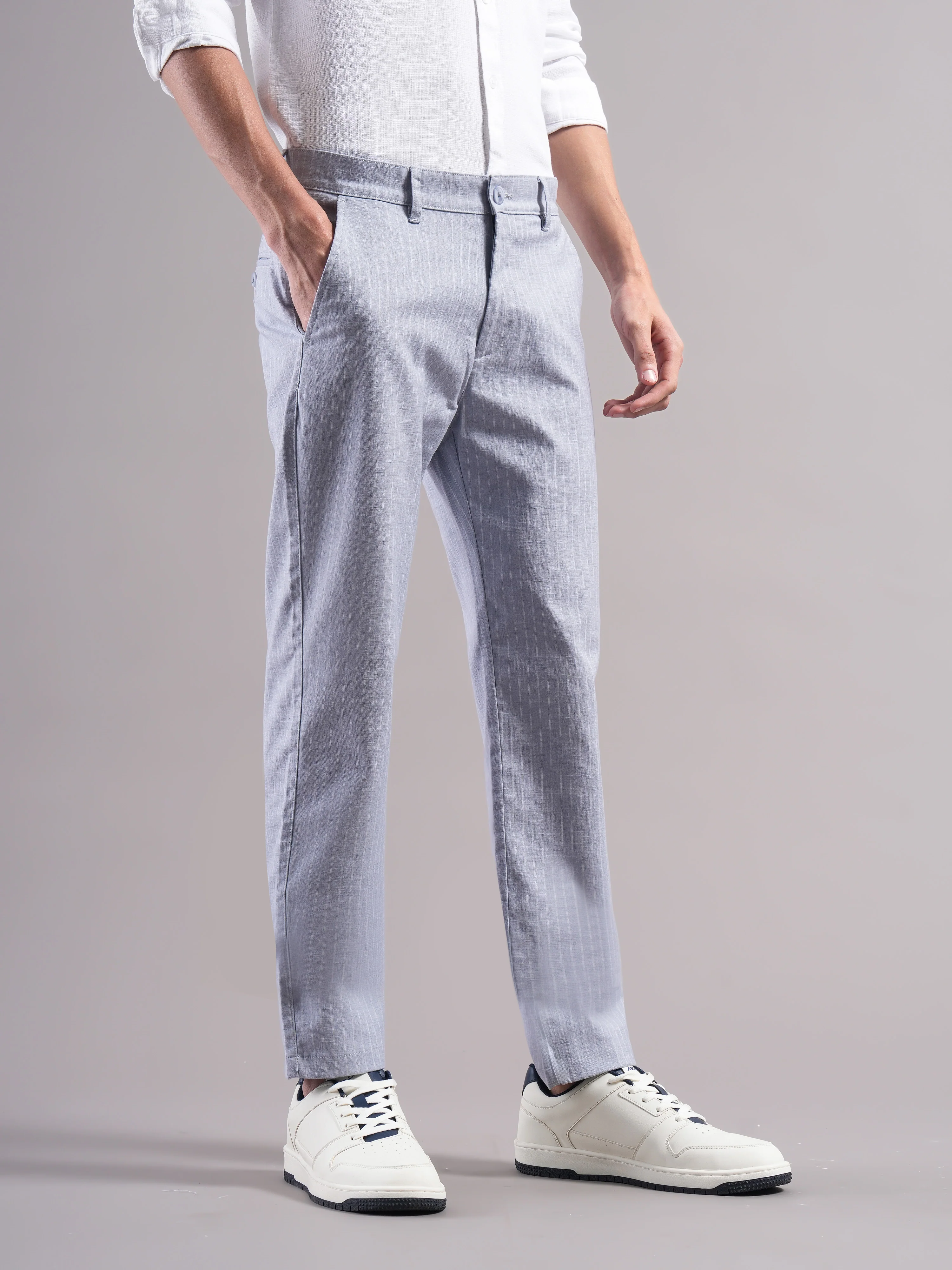 Men Cotton Striped Trousers - Image 6
