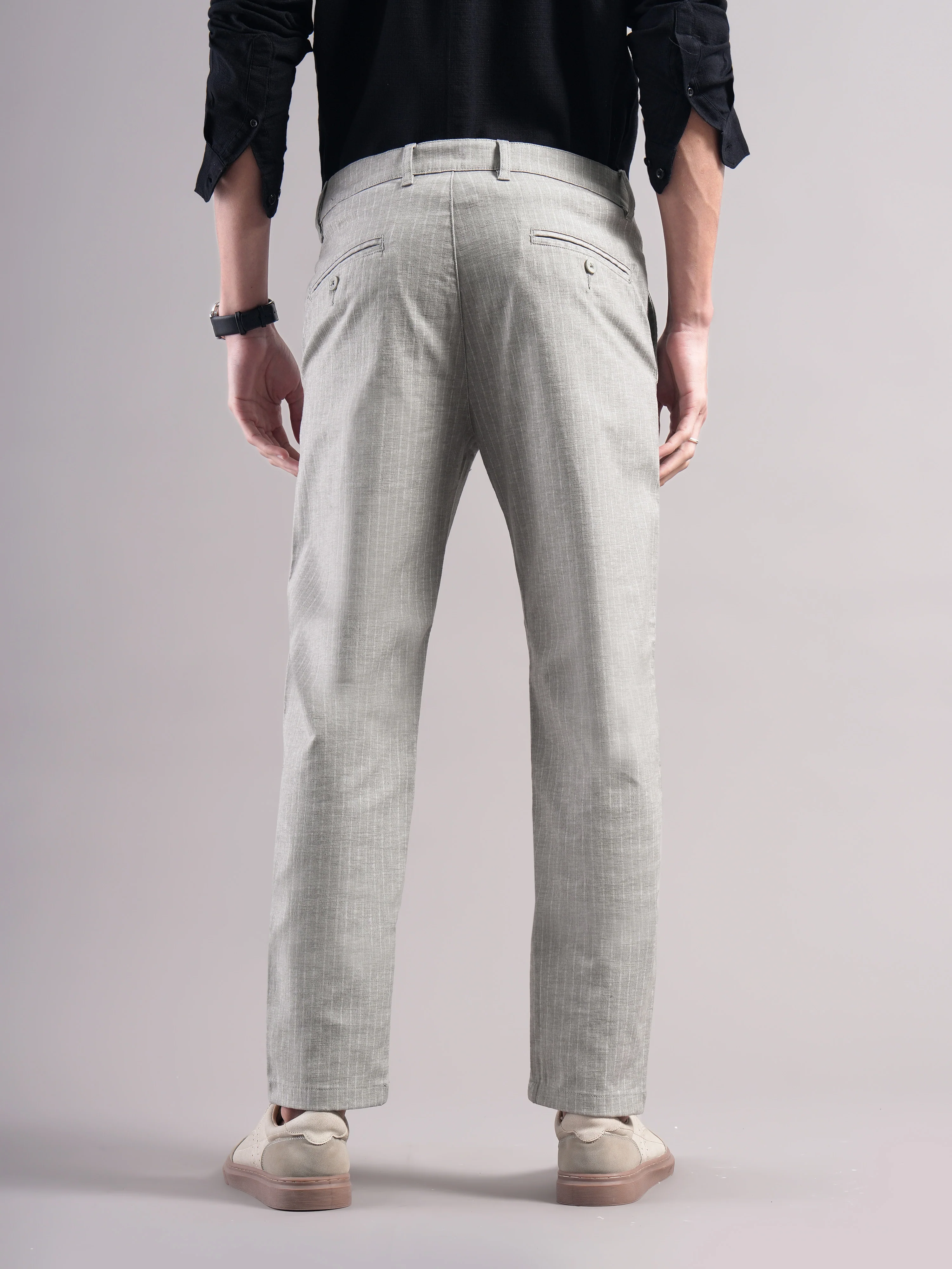 Men Cotton Striped Trousers - Image 2