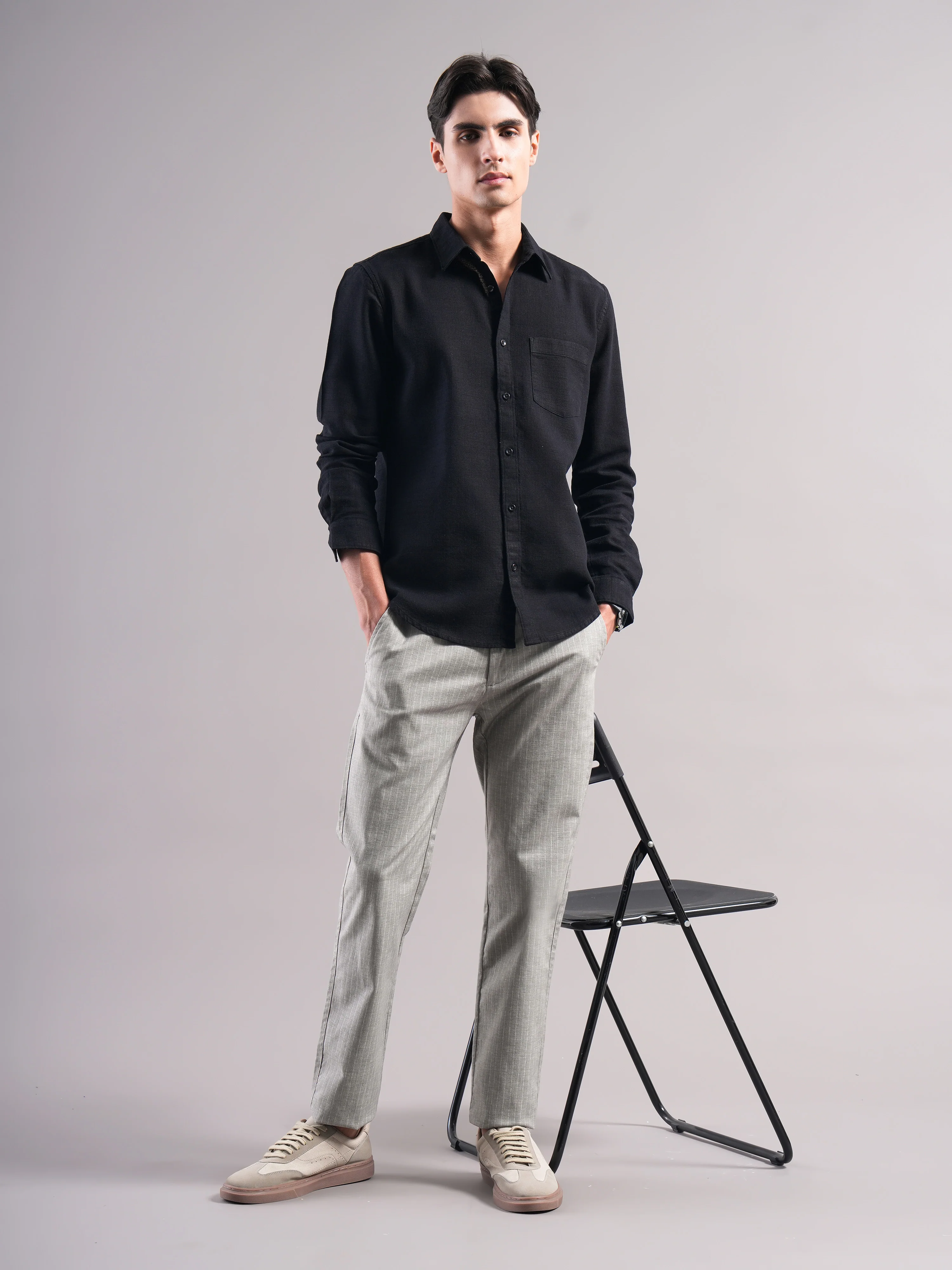 Men Cotton Striped Trousers - Image 4