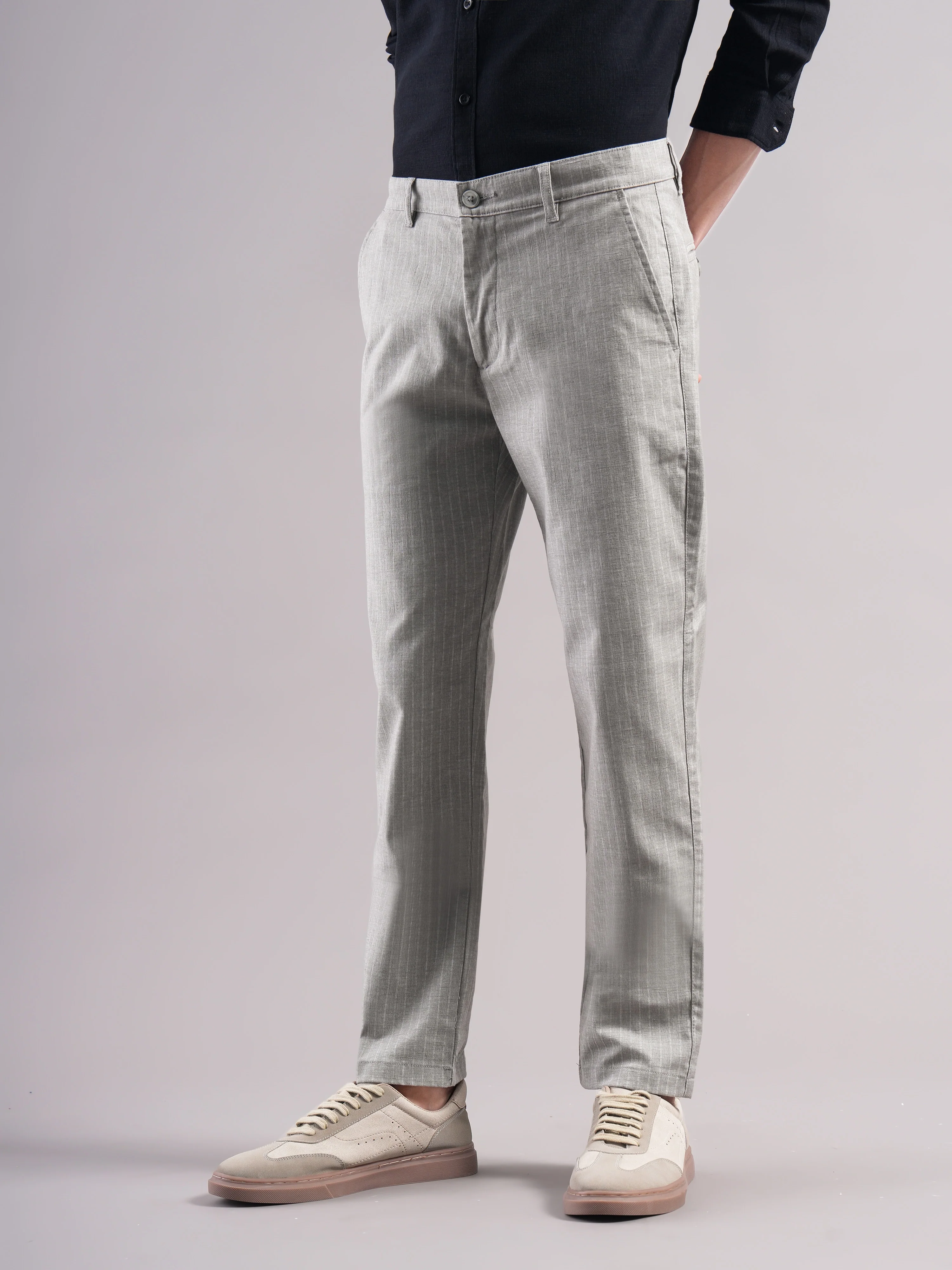 Men Cotton Striped Trousers - Image 5