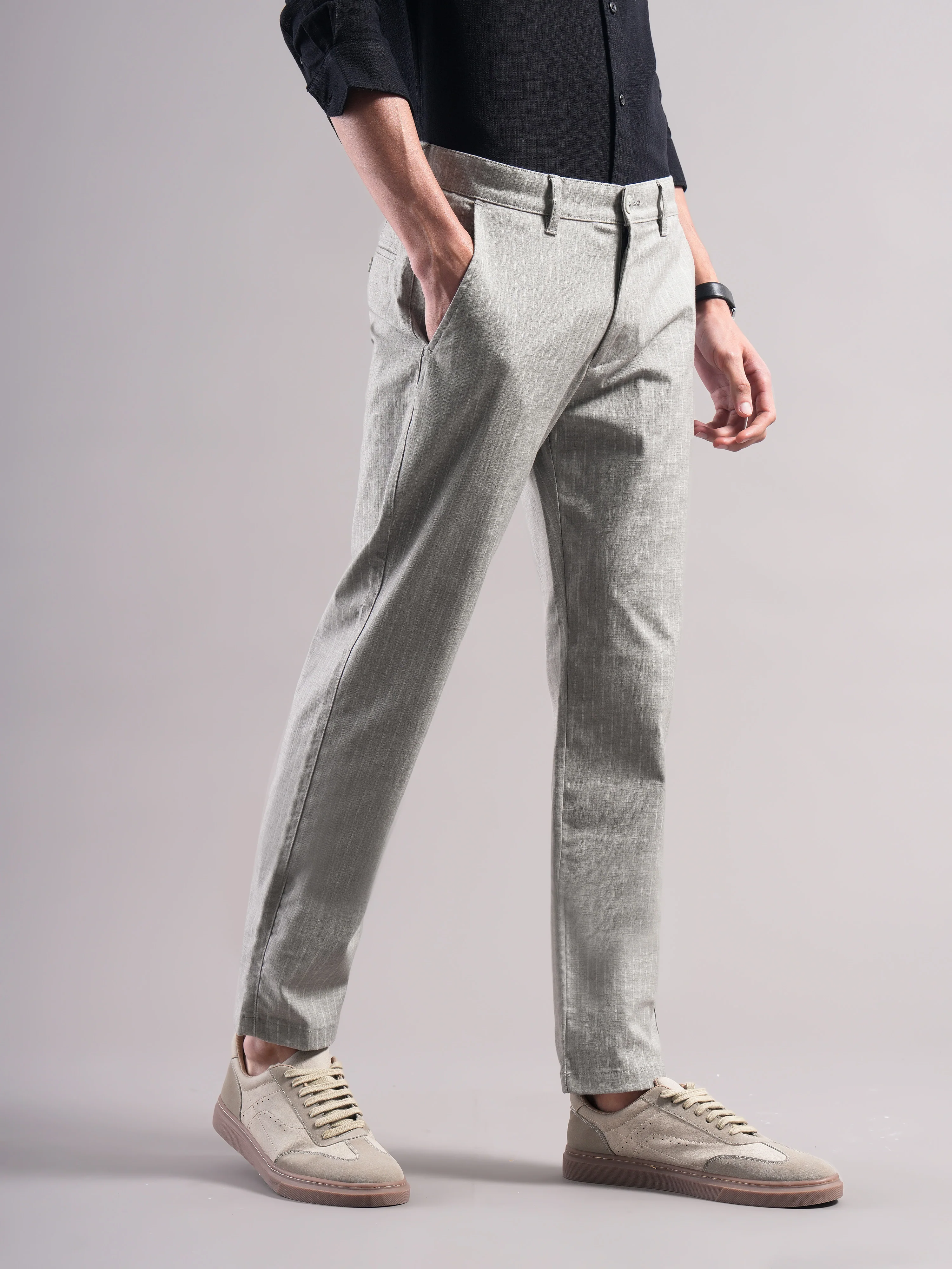 Men Cotton Striped Trousers - Image 6