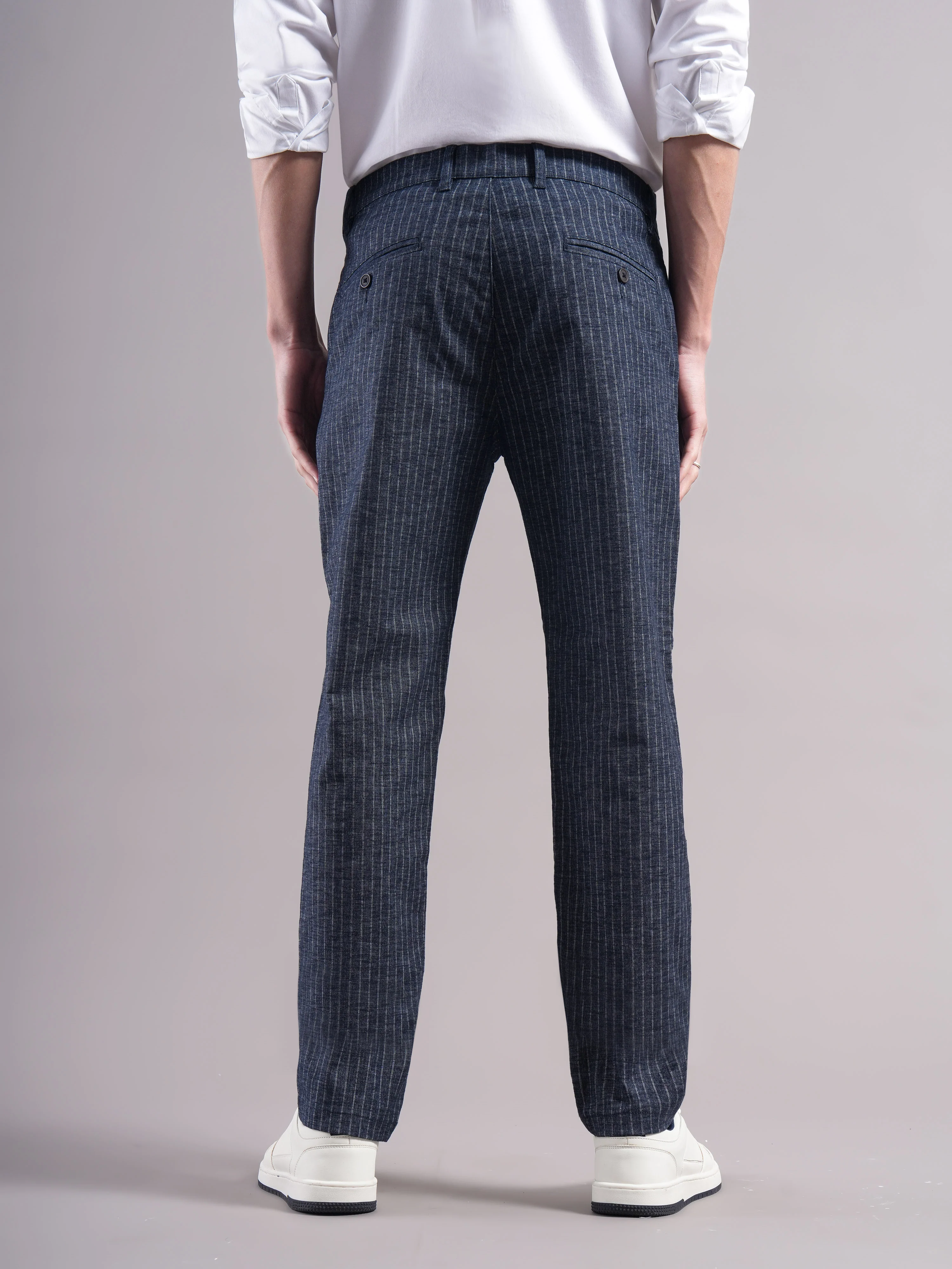 Men Cotton Striped Trousers - Image 2