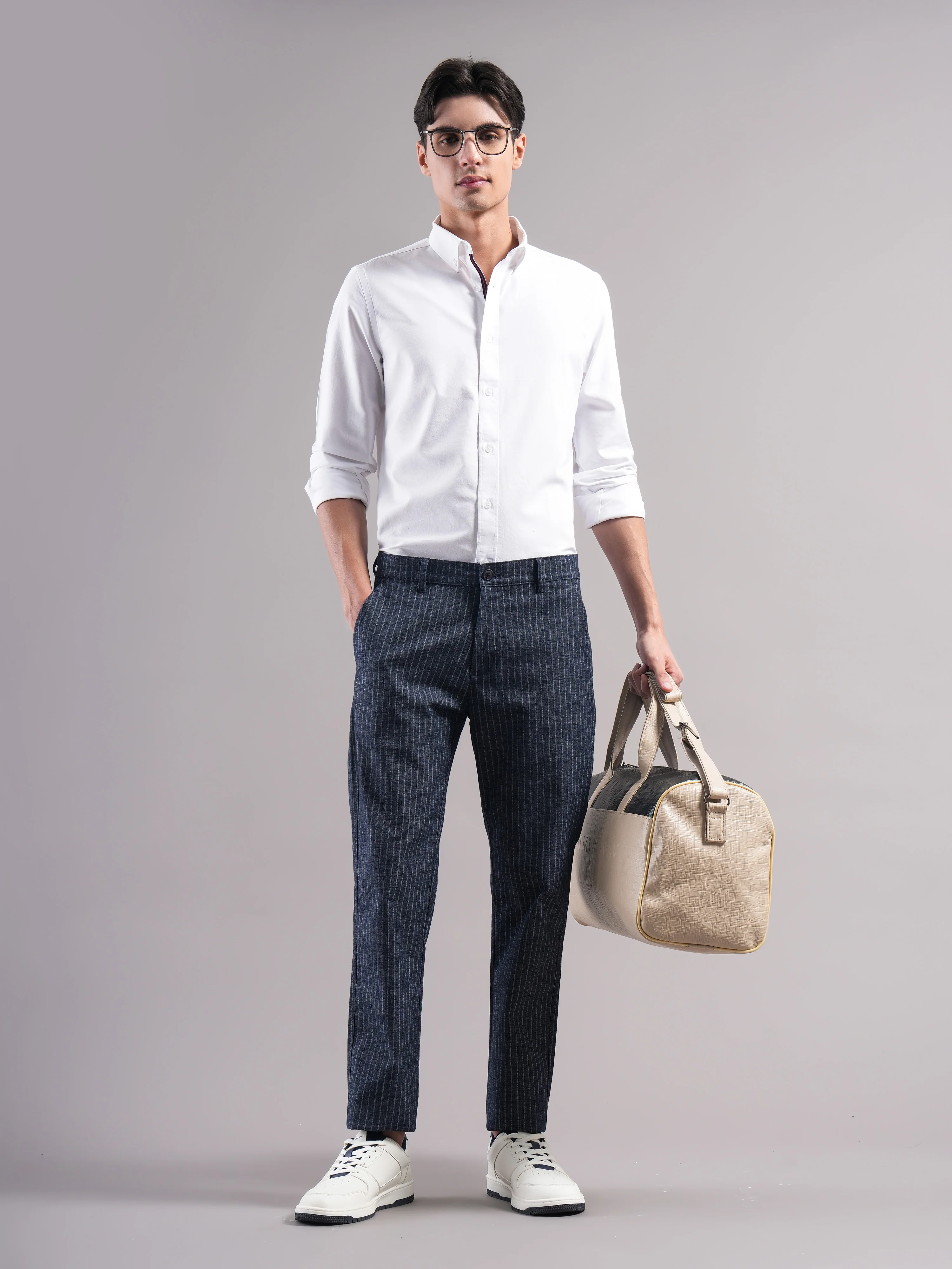Men Cotton Striped Trousers - Image 5